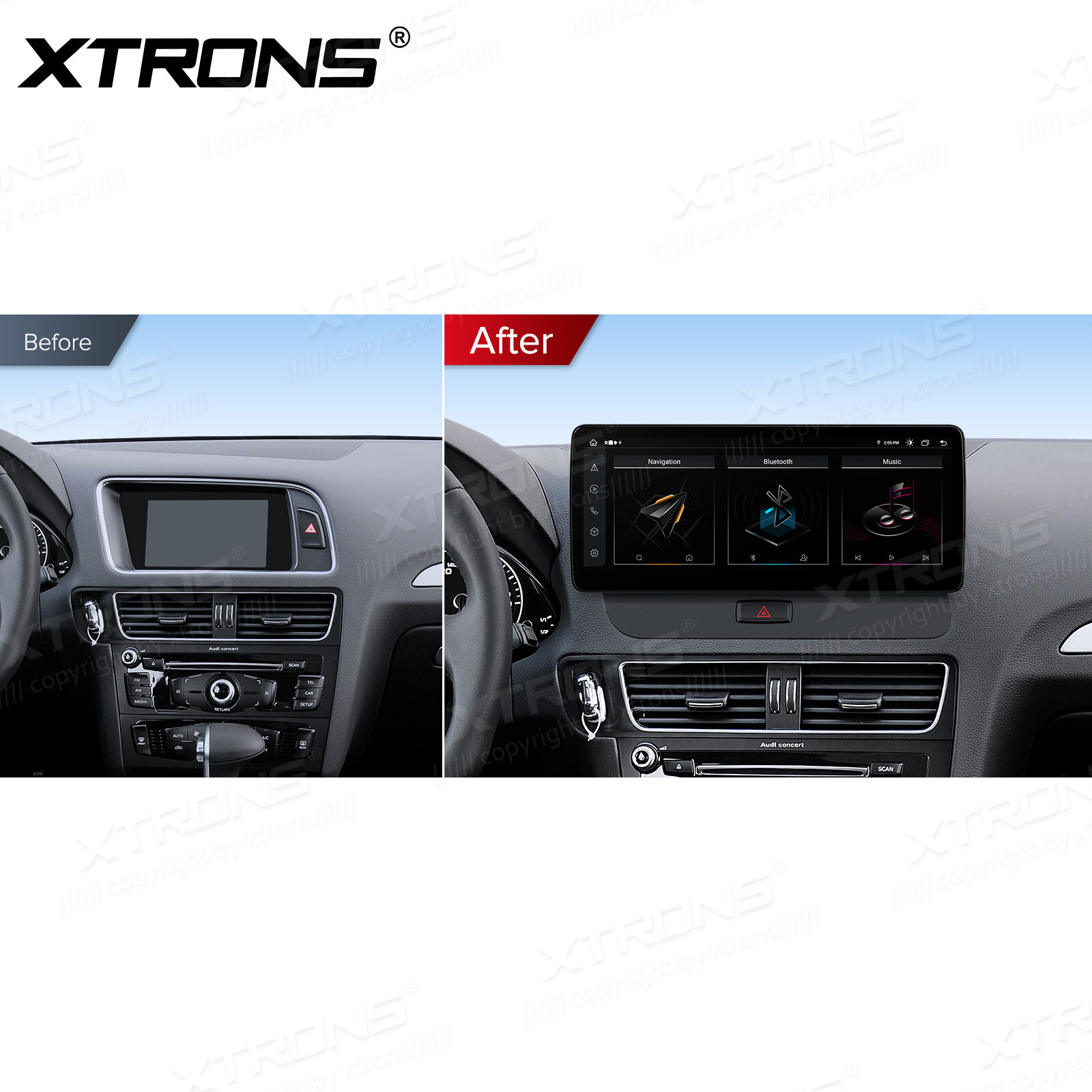 Car GPS Stereo for Audi Q5 2009-2017 Wireless CarPlay Android Auto 12.3 Inch 64G