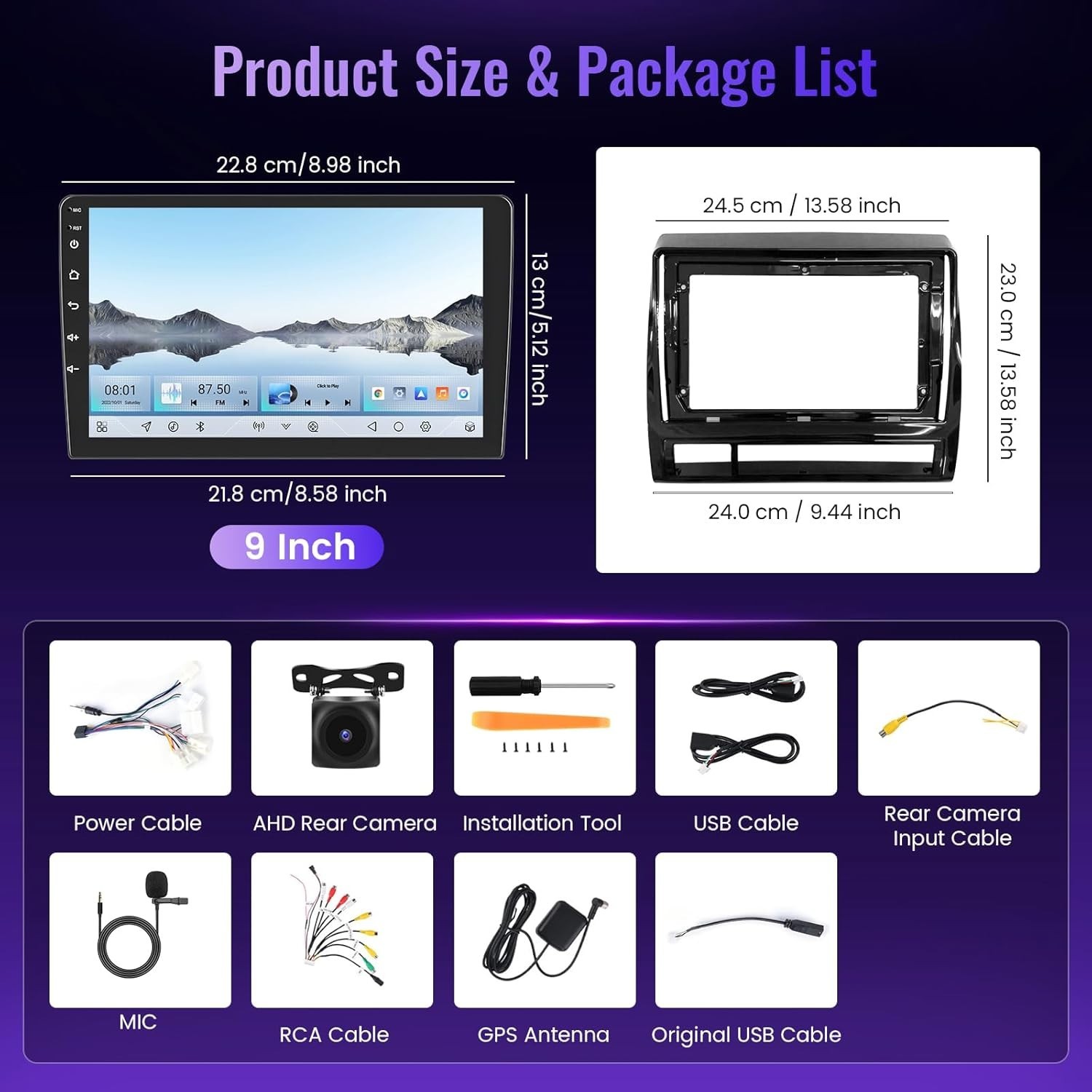 9″ 8Core 4+64G Android Auto Carplay Stereo for Toyota Tacoma 2005-2015