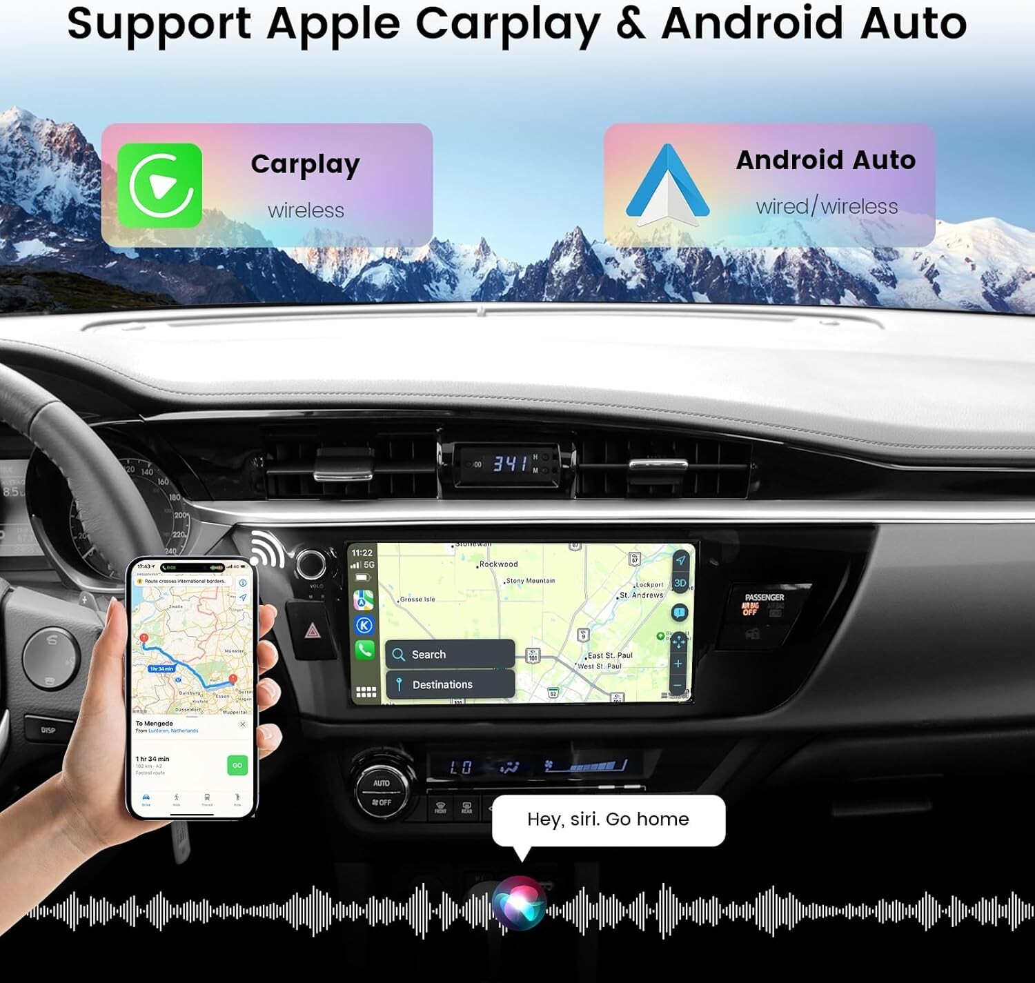 Dasaita 10.33” Car Stereo for Toyota Corolla 2014-2016 GPS DTS WiFi CarPlay