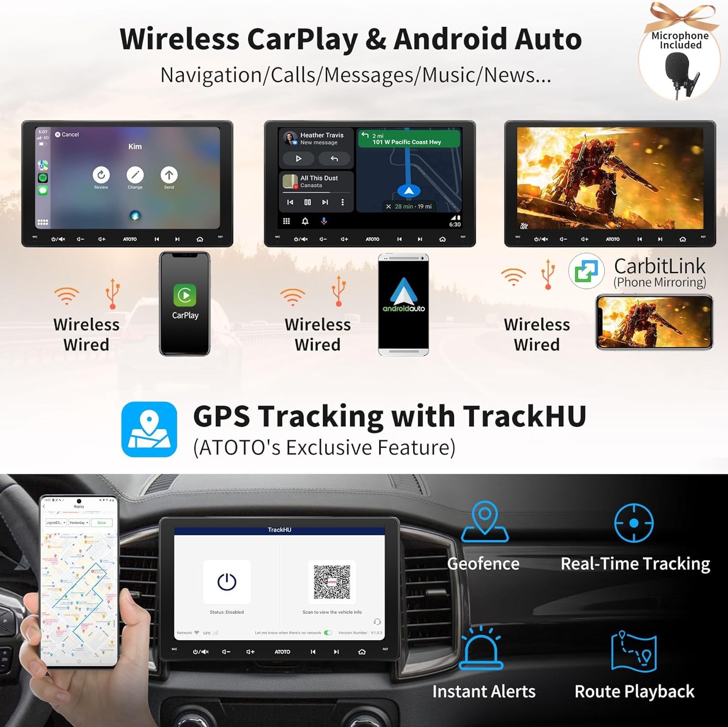 ATOTO S8 9″ Universal Android 4G+32G GPS Carplay Car Stereo Radio 4G LTE Camera