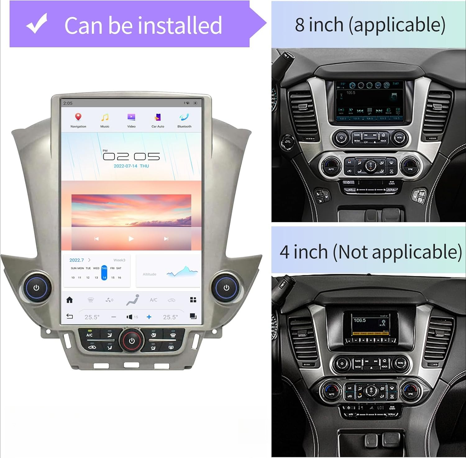 For Chevrolet Tahoe GMC Yukon 2014-2020 14.4″ Android Tesla GPS Radio Big Screen