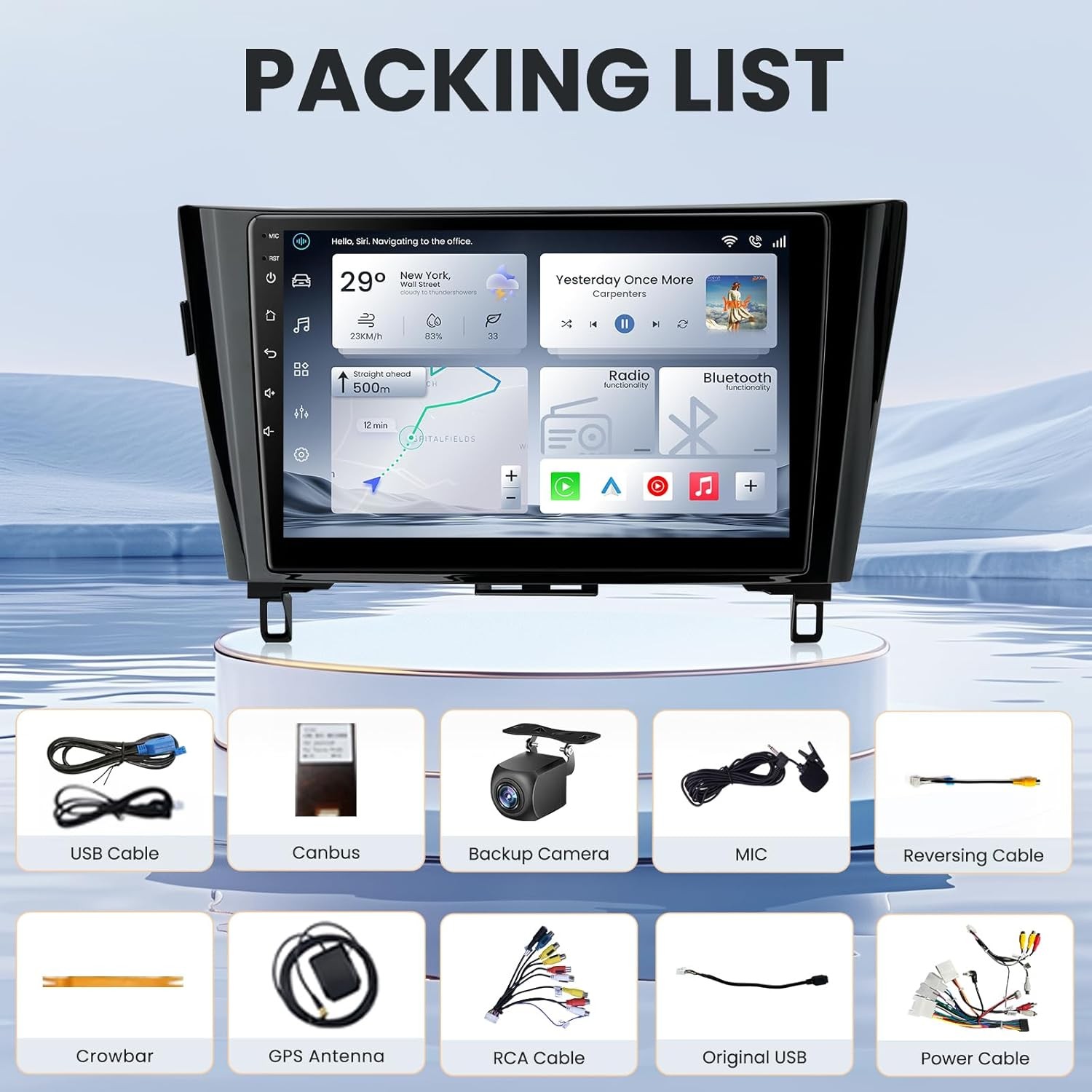 For 2014-2017 Nissan Rogue 8Core 64G Apple Carplay Android Auto Stereo GPS Radio