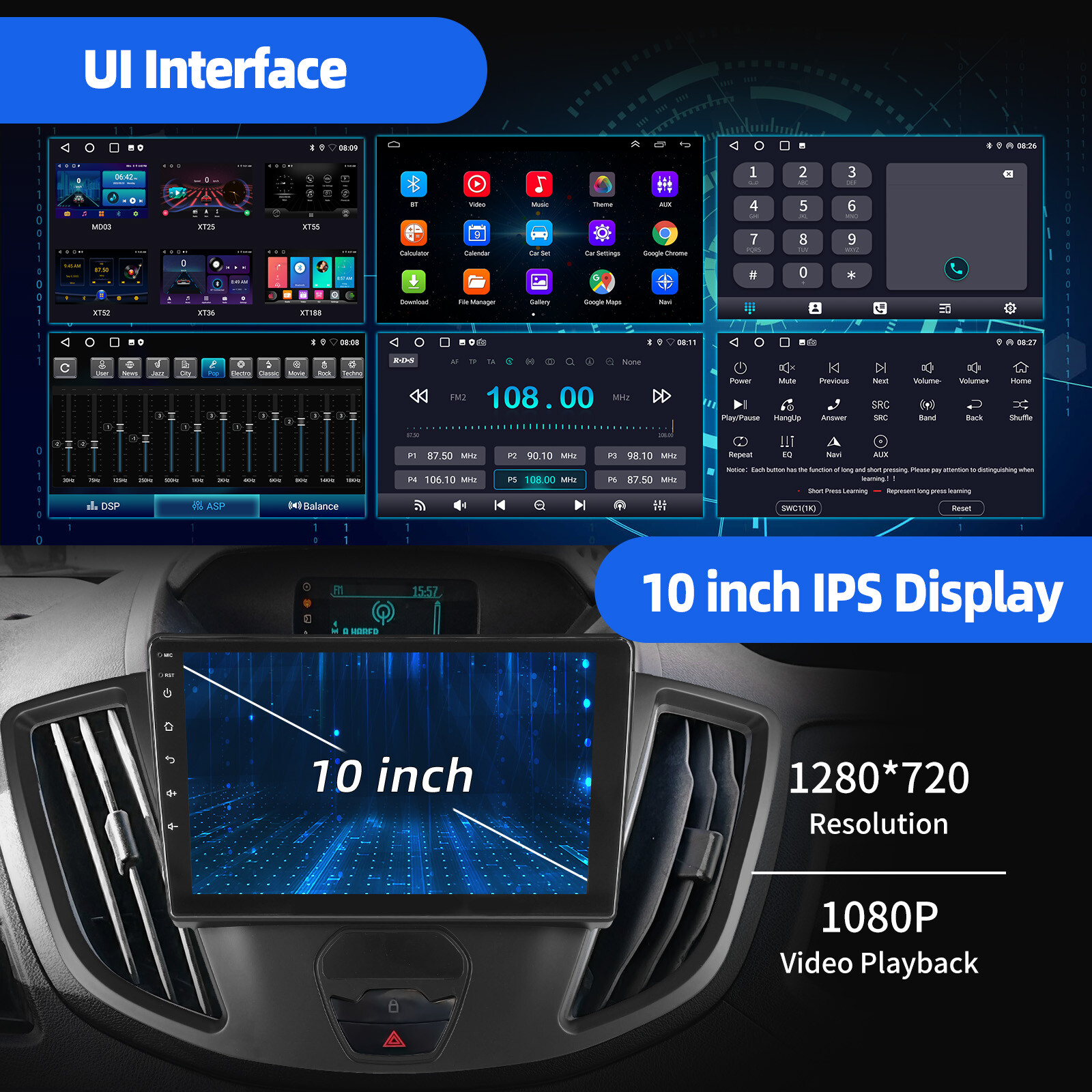 Carplay For 2015-2019 Ford Transit 150 250 350 Android 14 Car Stereo Radio GPS