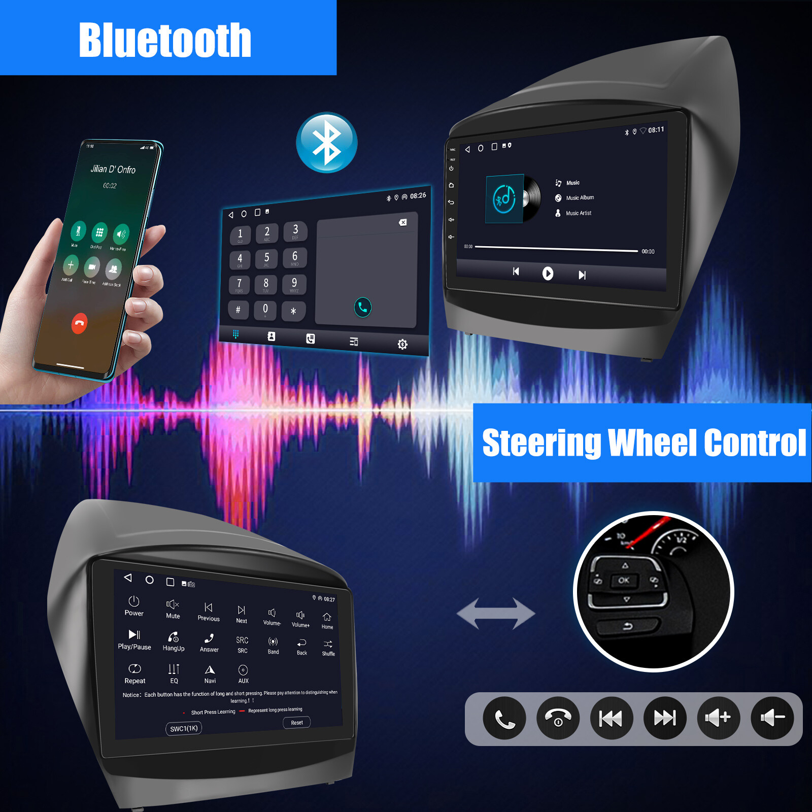 For Hyundai Tucson IX35 2010-2015 Apple Carplay Android 14 Car Stereo Radio GPS