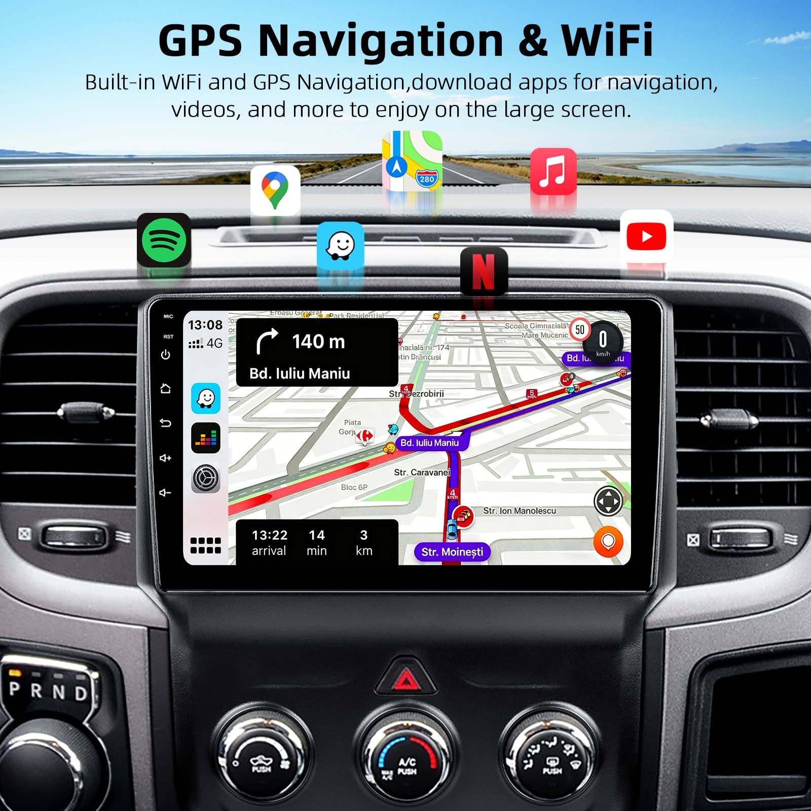 Dodge RAM 1500 2500 3500 2013-2018 Android 13 Car Stereo with Backup Camera
