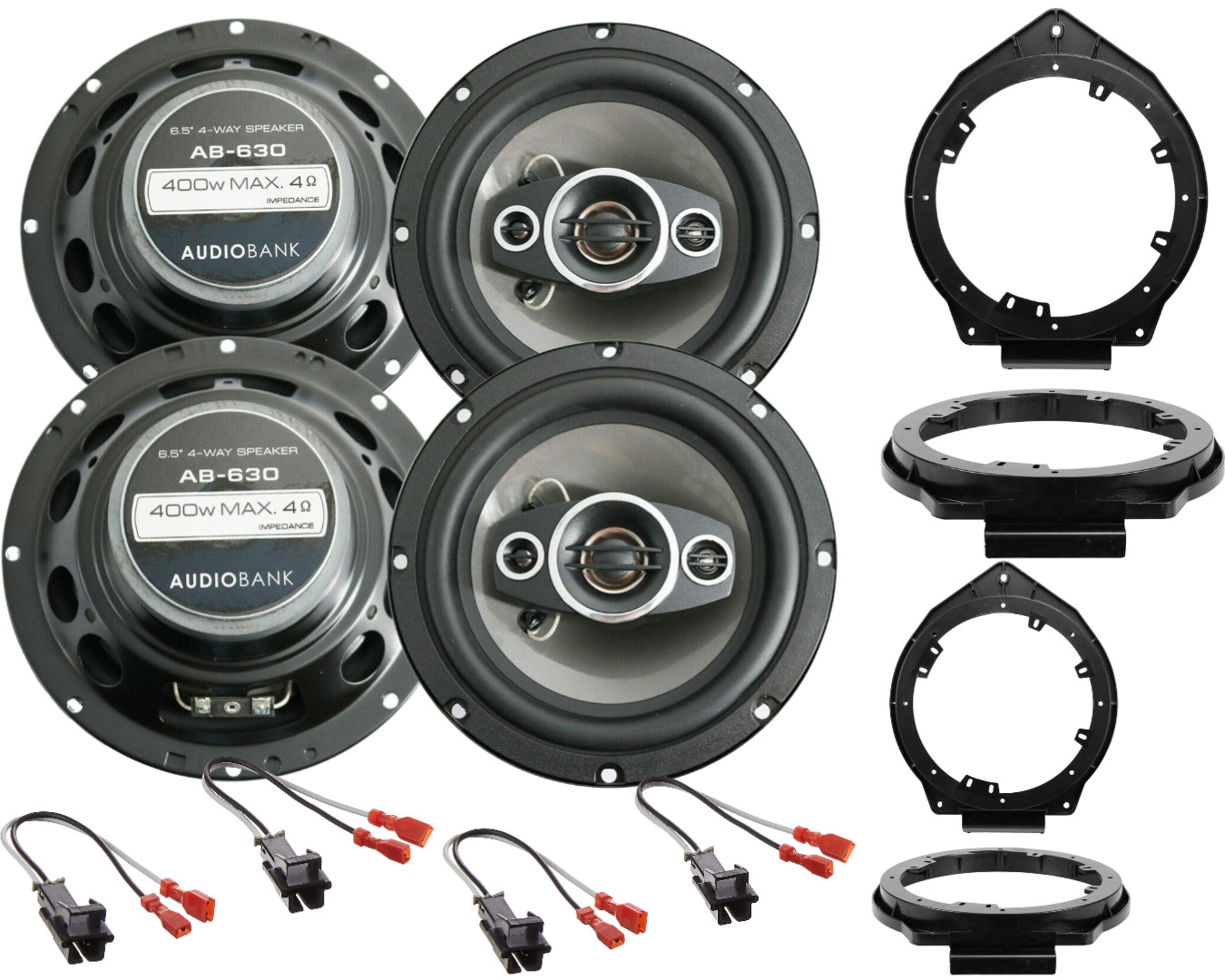 4 AUDIOBANK 800W Pair 6.5″ Front/Rear Speakers for 2007-2013 Sierra/Silverado
