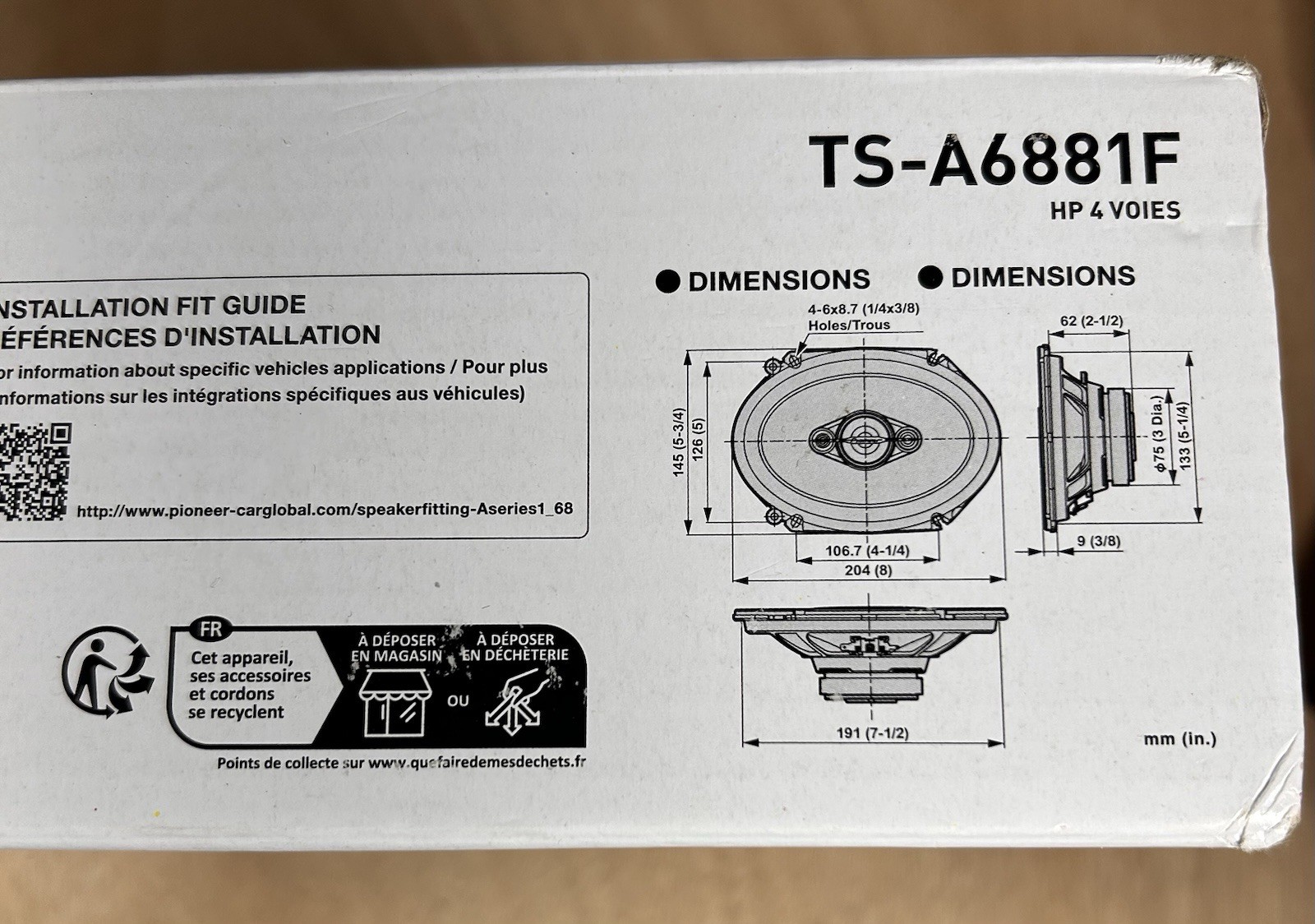 Pioneer TS-A6881F 350 Watt 6″ x 8″ 4-Way Coaxial Car Audio Speaker 6×8″ 5″ x 7″