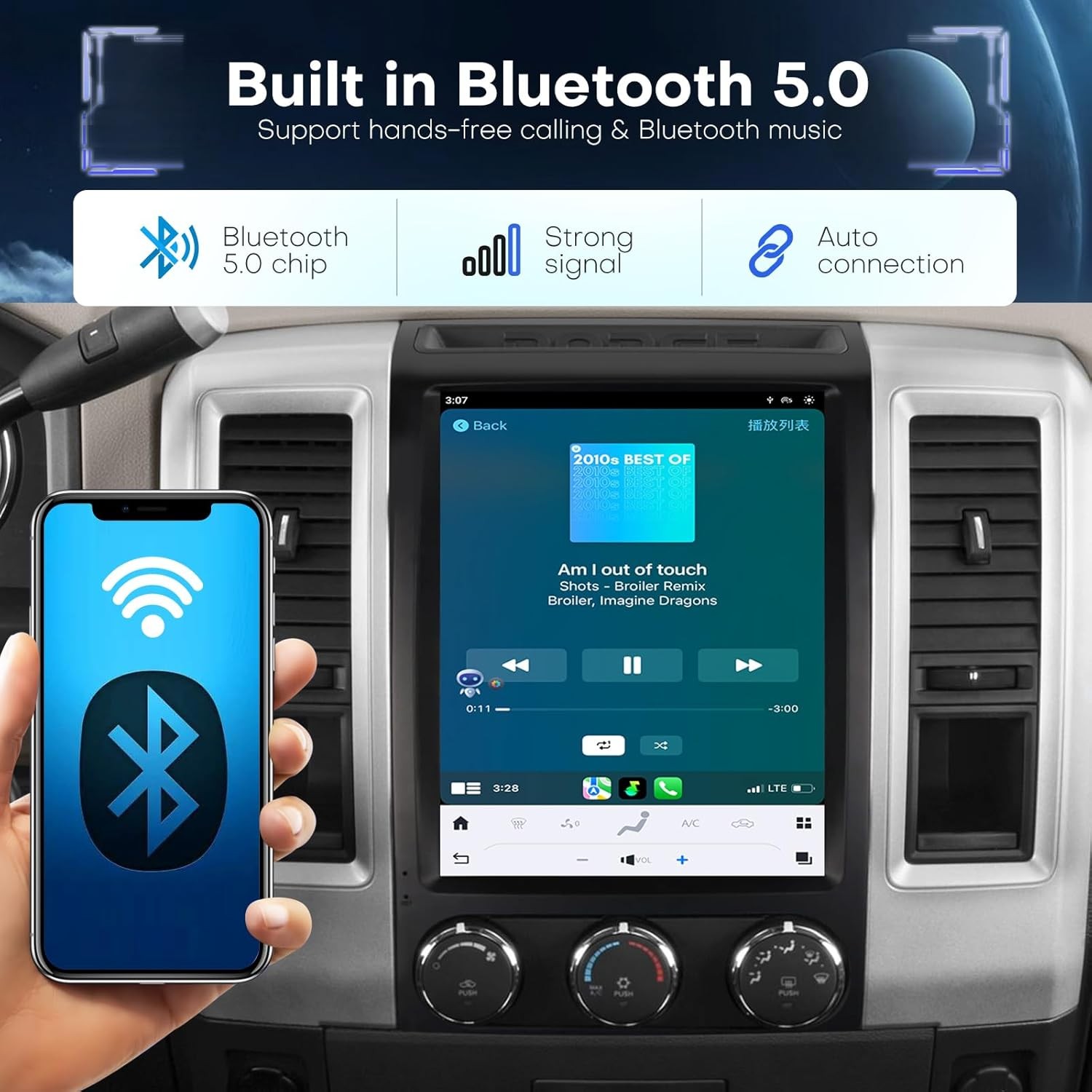 12.1″ For Dodge Ram 2008-2012 Android Car Radio Stereo GPS Navi Carplay 8G+128GB