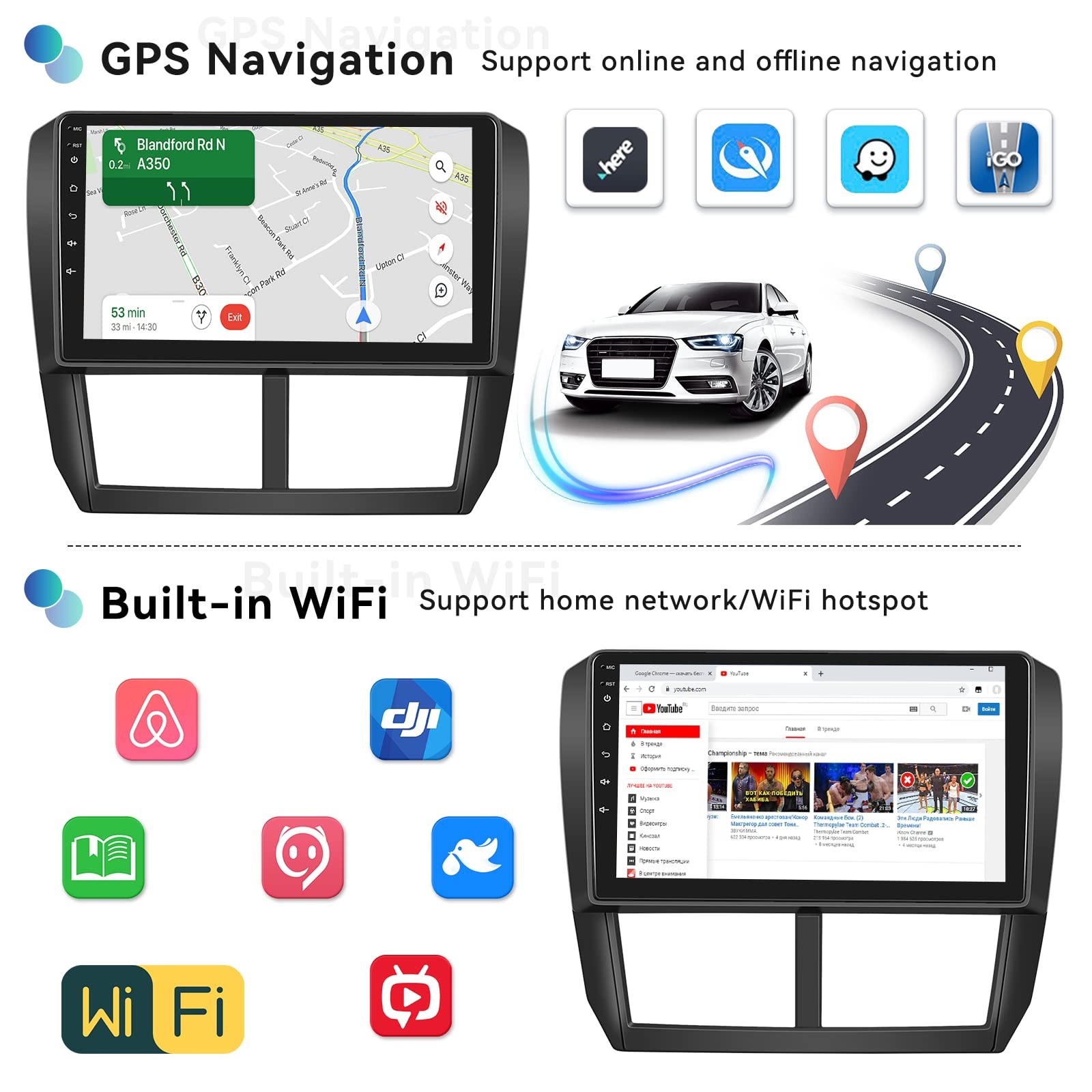 Unitopsci 2G64G Car Stereo For Subaru Forester Impreza Wrx 2008-2012 Wireless