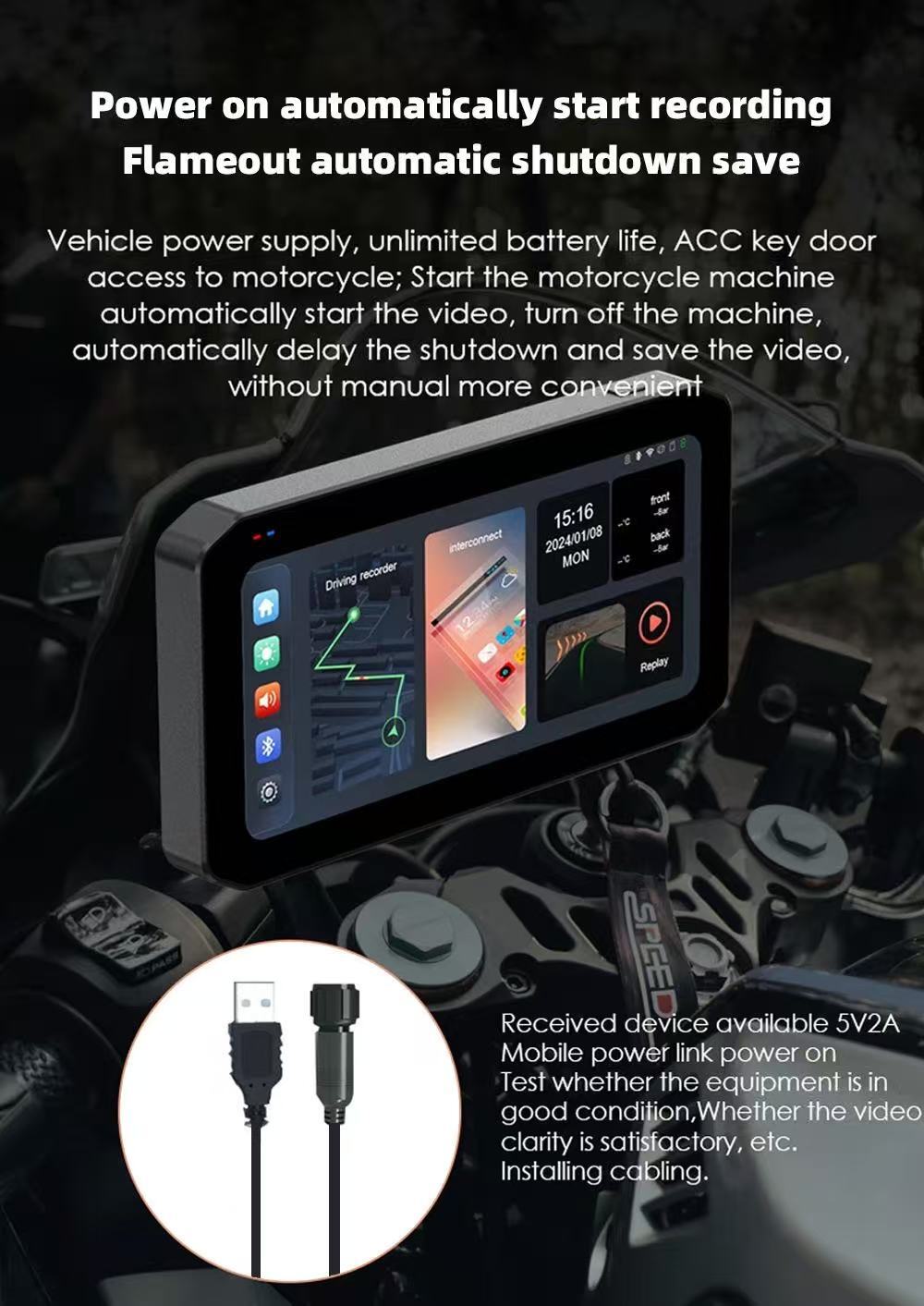 Wireless Carplay Android WHIXO Auto Moto Stereo with HD Display IPS Touchscreen