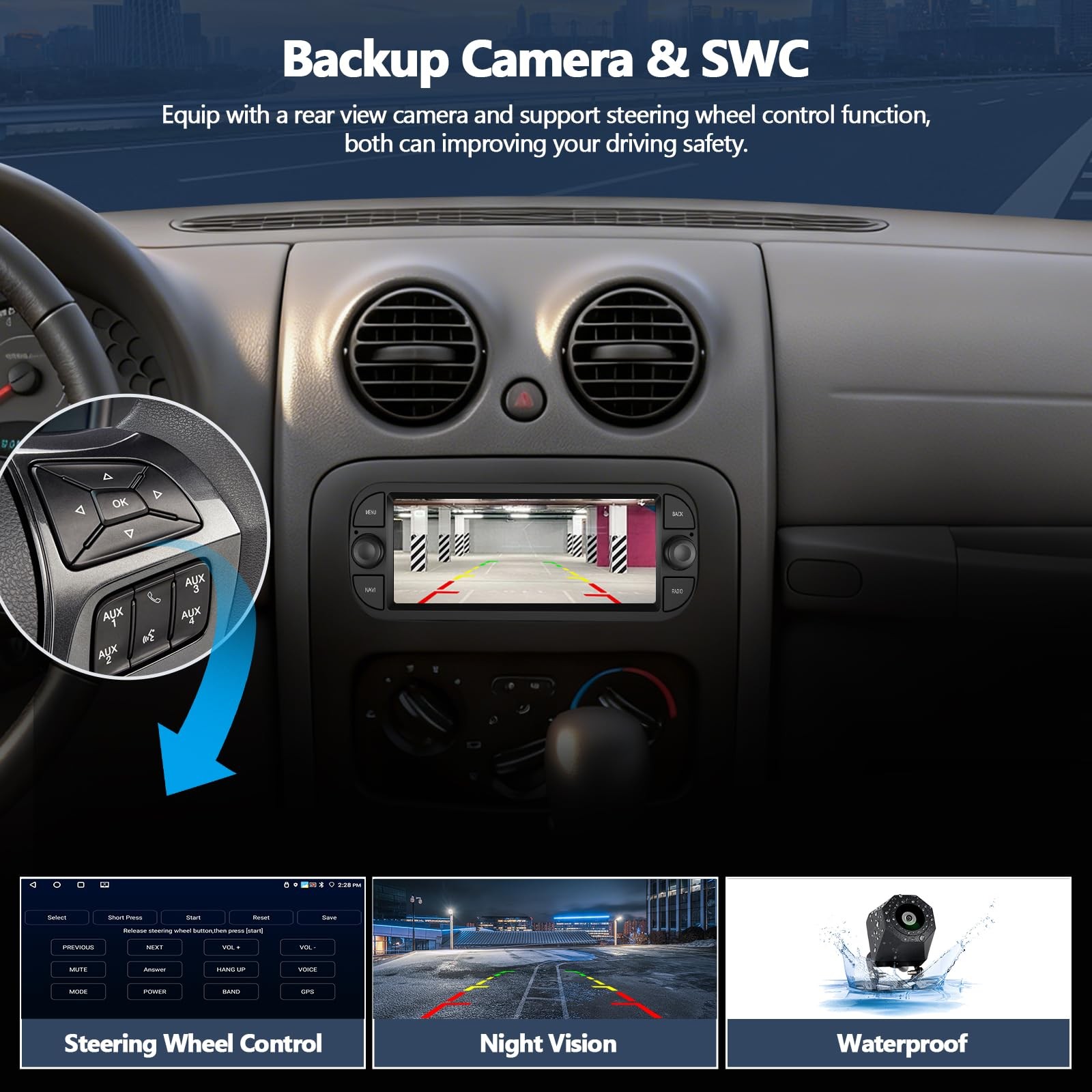 6.8″ Touchscreen Wireless Carplay Android Auto Stereo for Ram, Wrangler, Liberty