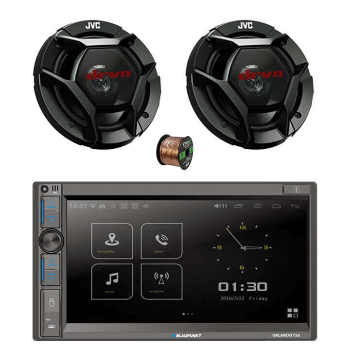 Blaupunkt Orlando 750 6.9″ Touchscreen BT Radio, 2x 6.5″ 300W Speakers w/ Wire