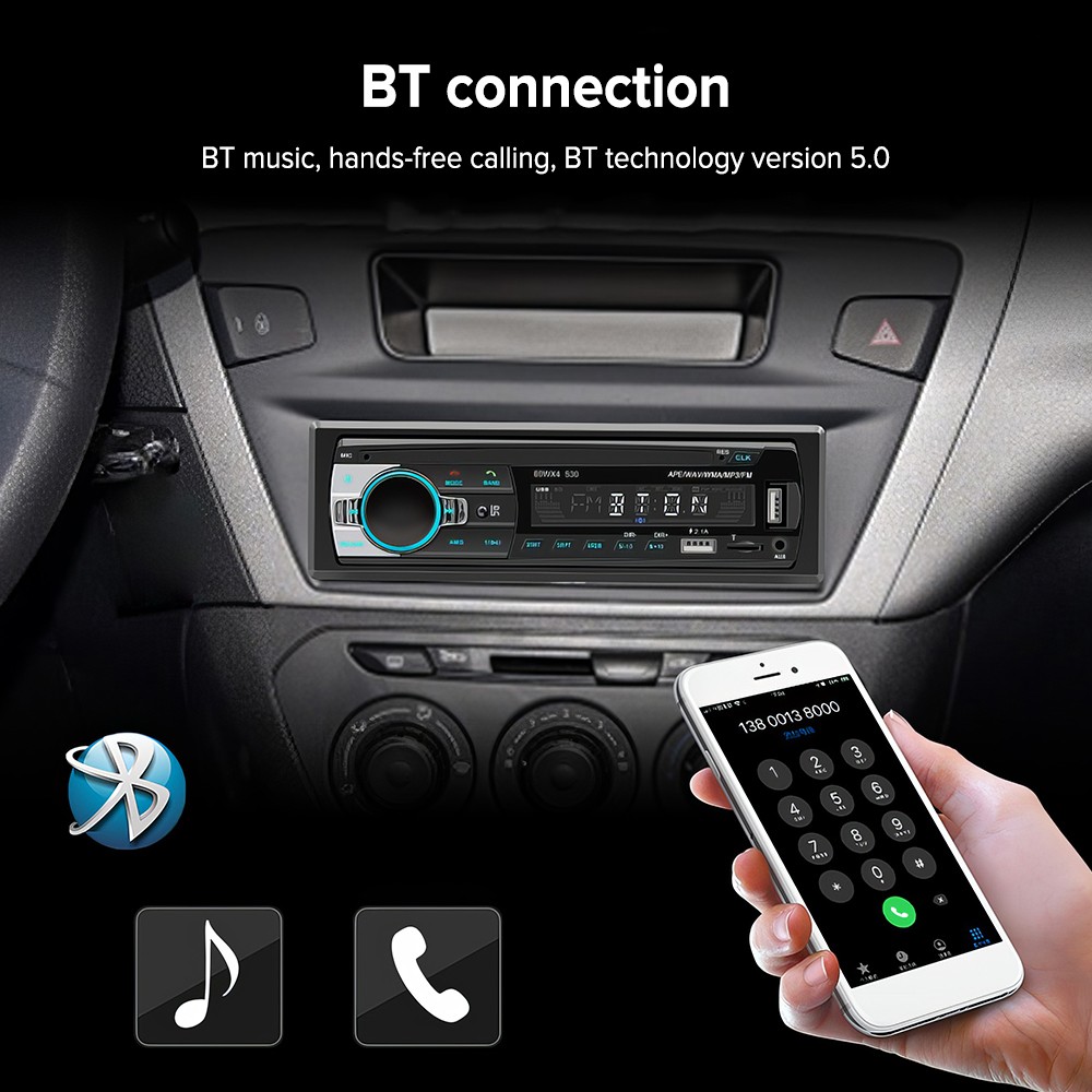 Vintage Car FM Radio MP3 Player Bluetooth USB Classic Stereo Audio Receiver AUX