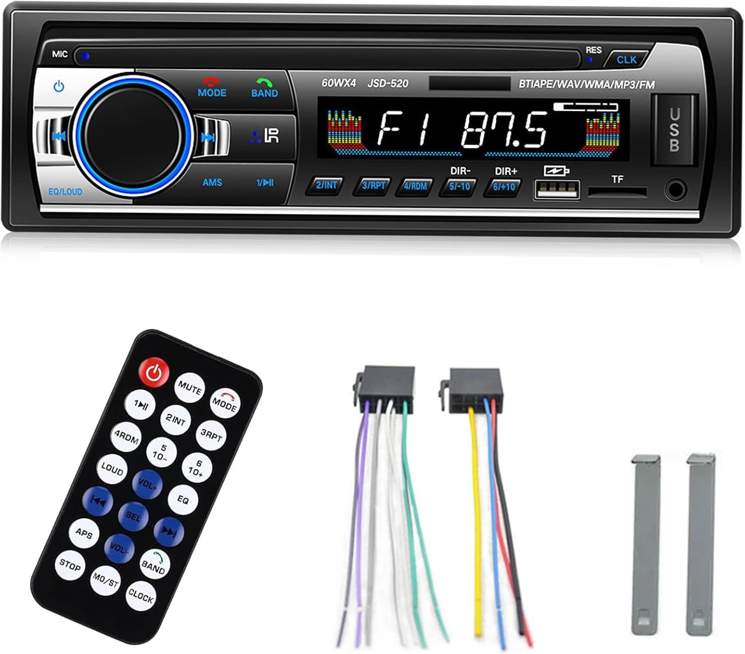 Hands-Free Bluetooth Car Stereo with Quick Charge USB and Dynamic Sound Effects