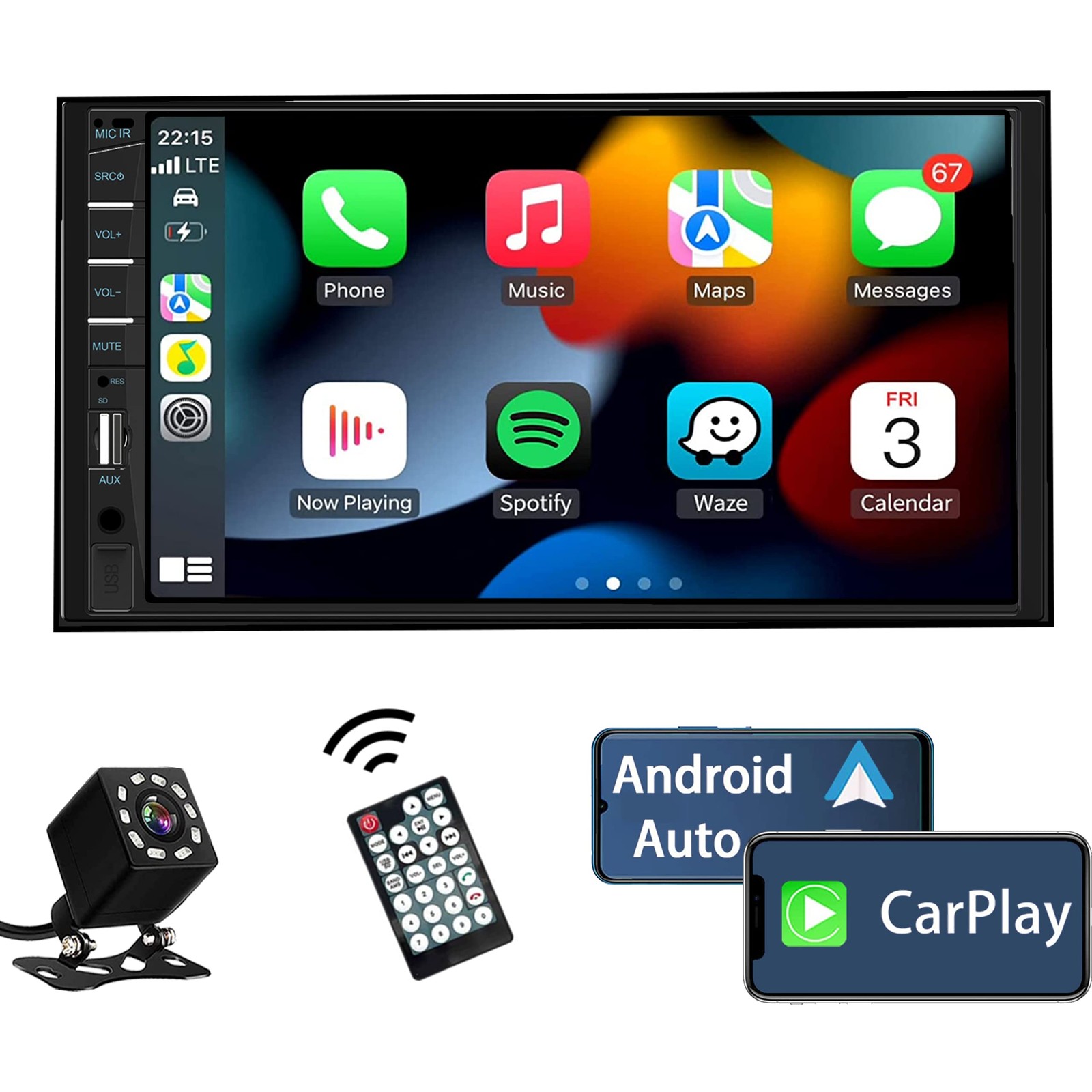 Naifay Double Din Car Stereo Compatible with Apple Carplay and Android Auto, …