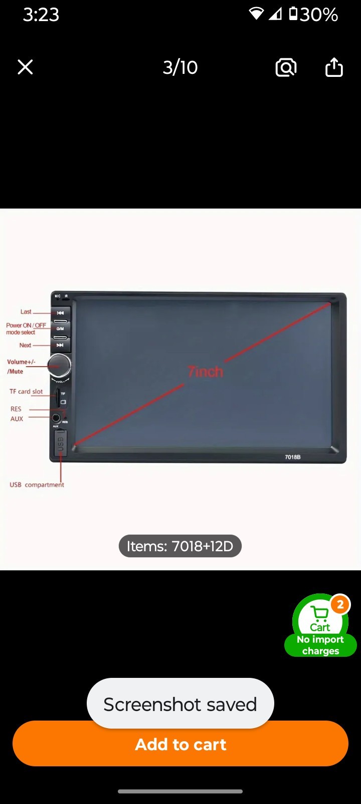 7″ Double 2 DIN Car MP5 Player Bluetooth Touch Screen Stereo Radio With Camera