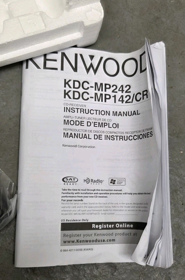 NOS Kenwood AM FM Radio MP3 Player CD Satellite BT Ready Receiver KDC-MP242