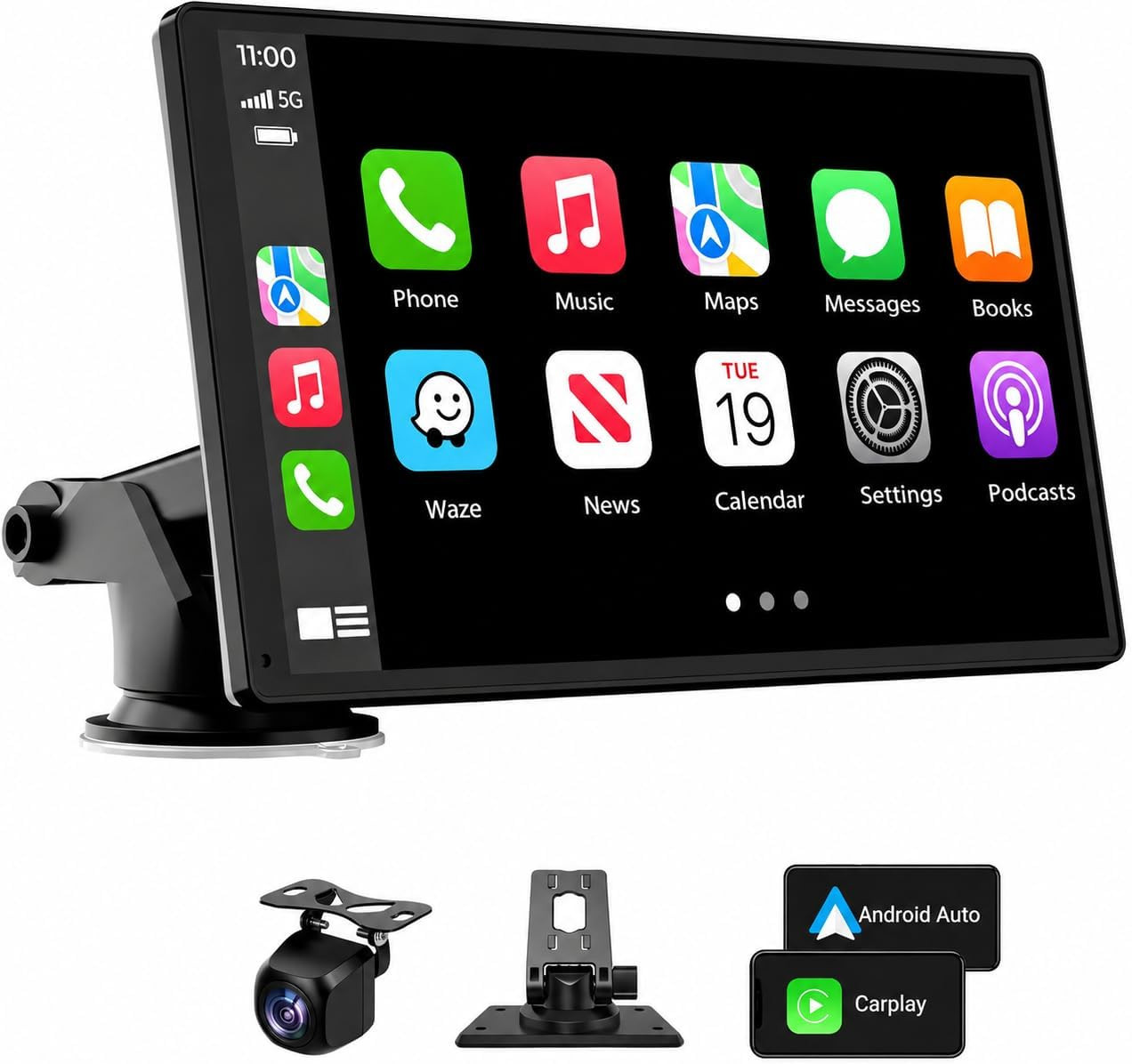 Carplay Screen for Car, 7” Wireless Carplay & Android Auto- Upgrade Portable To