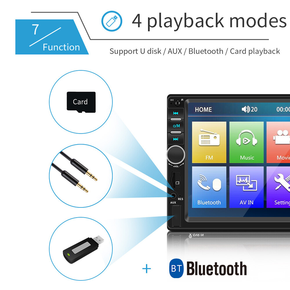 7″ 2DIN Car Stereo Radio Bluetooth Touchscreen TF USB AUX-IN FM Video MP5 Player