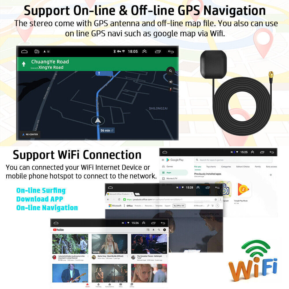 10.1″ Android 13 Car Stereo Radio GPS 4+64GB Rotatable 2Din Apple CarPlay Auto