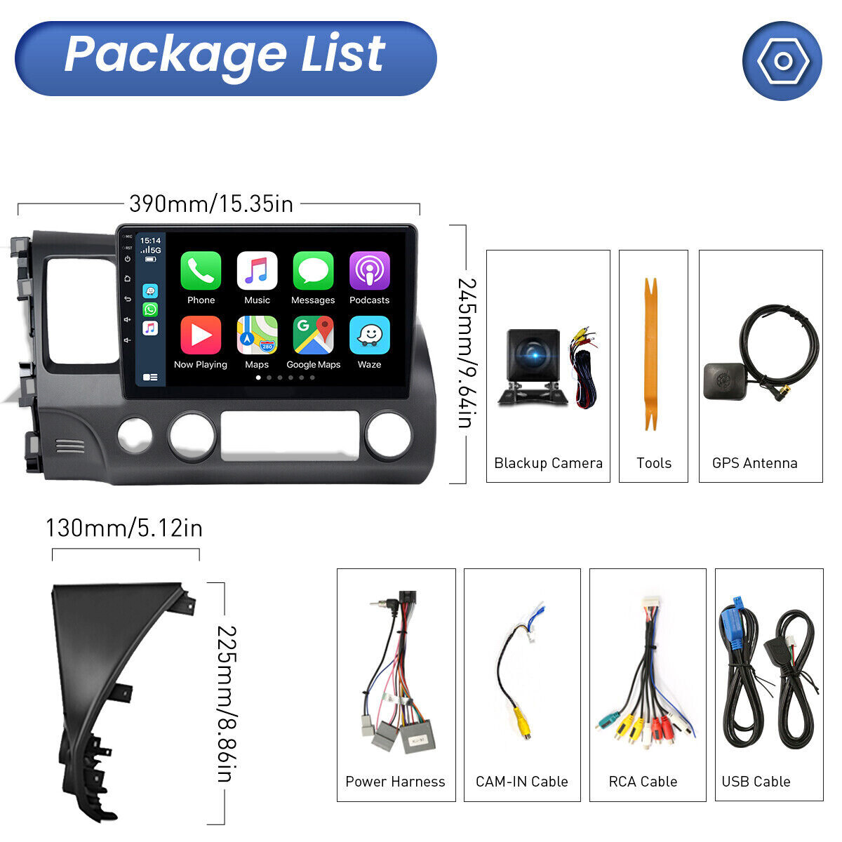 Android 12.0 Car Stereo Radio For Honda Civic 2006-2011 Navi GPS WiFi FM RDS BT