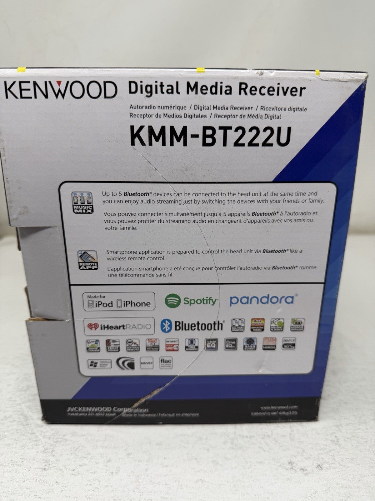 Kenwood KMM-BT222U Bluetooth Media Player Pandora Android iPhone AM FM USB Aux