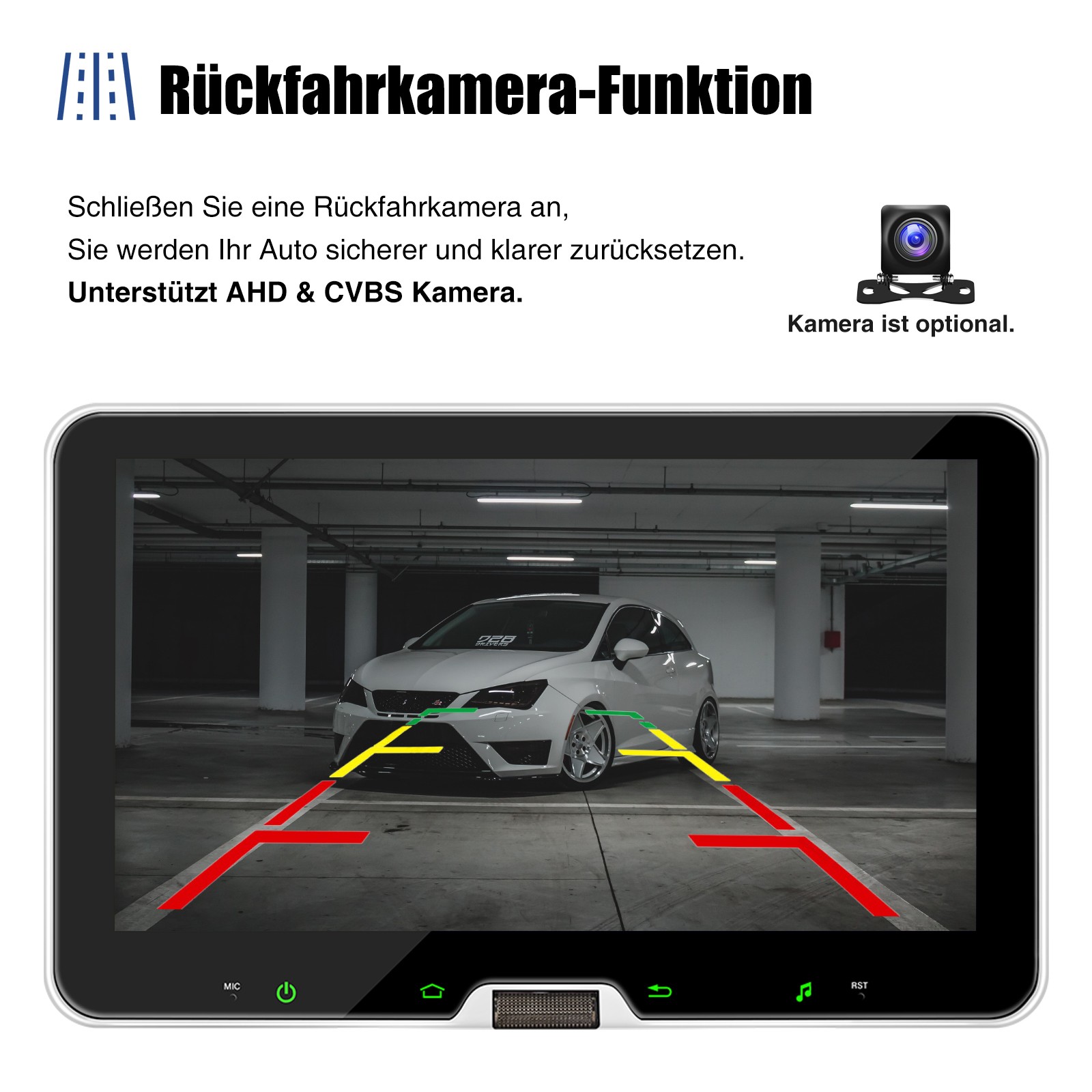 Rotatable 10.1” Touch Screen Car Stereo Android 14.0 1Din Radio GPS Navi WiFi