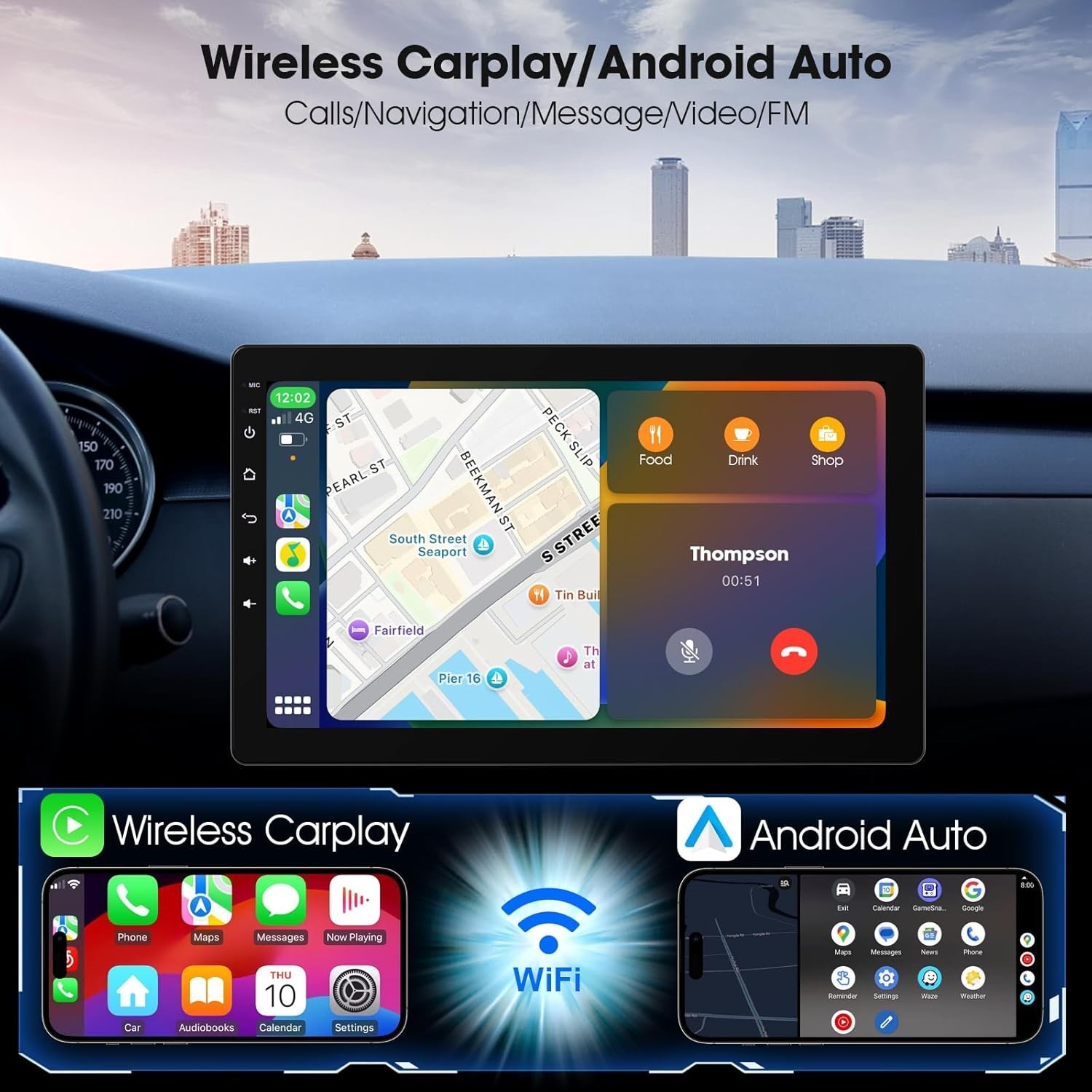 Seamless 10.1 Inch Rotatable Car Stereo with GPS & Bluetooth Connectivity