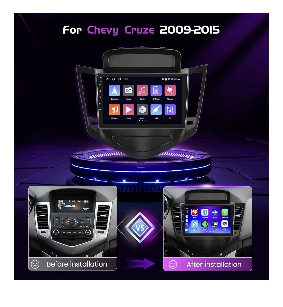 9in Android Touchscreen Car MP5 Stereo 2 DIN for Chevy Cruze 2009-2015