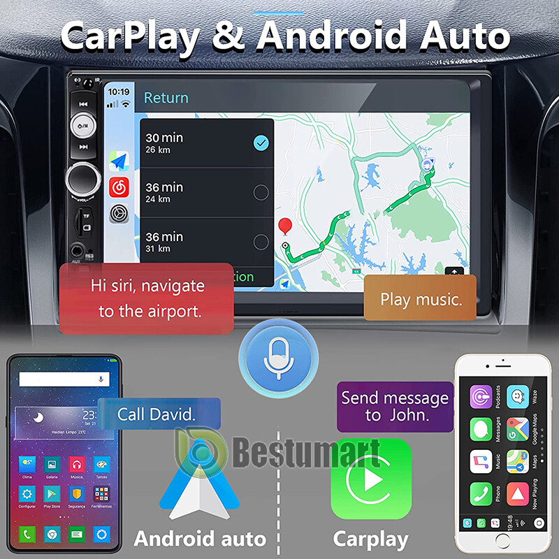 7” Double 2Din Android 12 Car Radio GPS WIFI BT Carplay Touch Screen Stereo+Cam