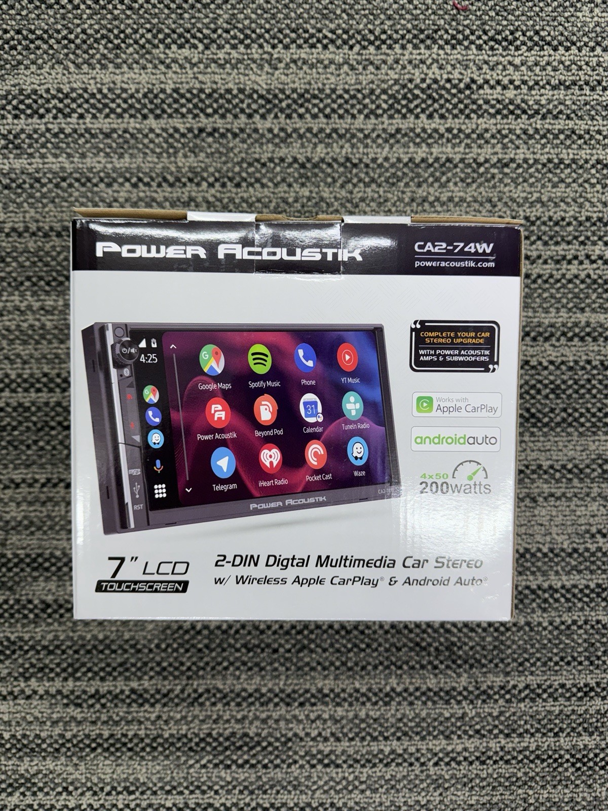 Power Acoustik CA2-74W | 2-DIN Media Car Stereo w/ Wireless Carplay & Auto
