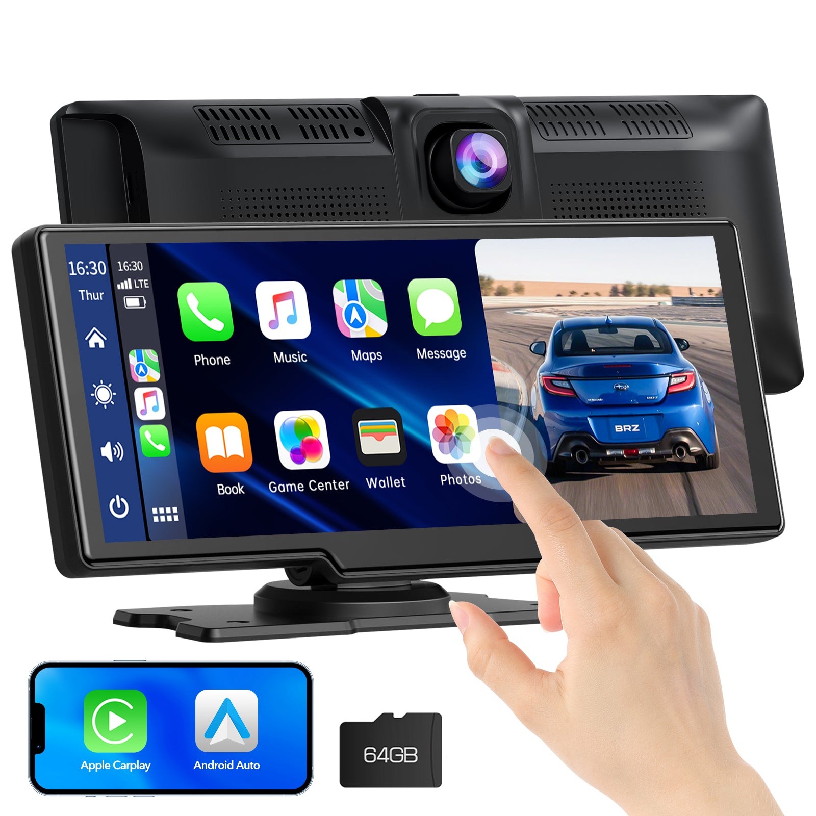Universal Wireless Apple Carplay Portable Car Stereo Android Auto 2.5K Dash Cam