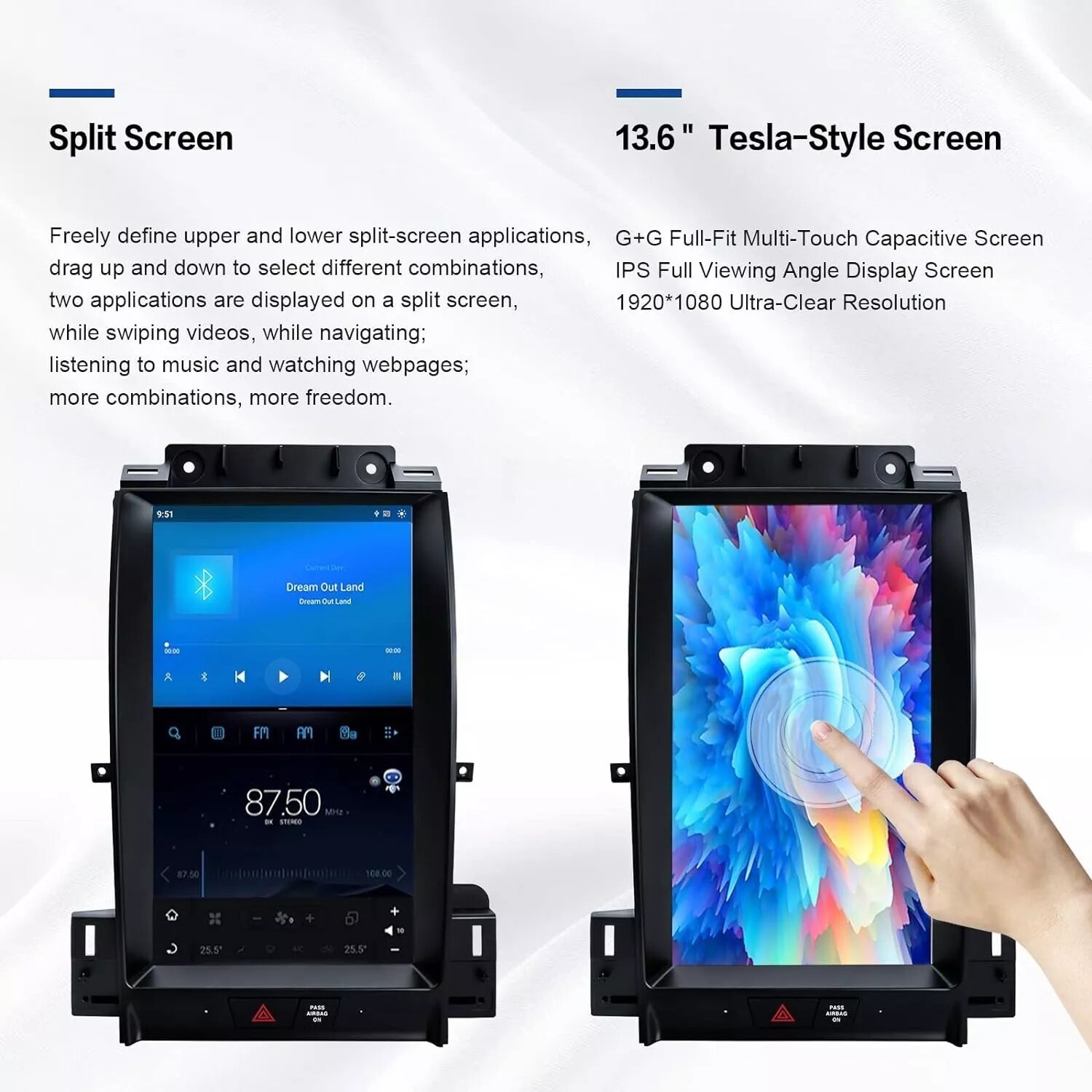 13.6″For 2010-2018 Ford Taurus Car Stereo Radio Carplay GPS Navi Large Screen