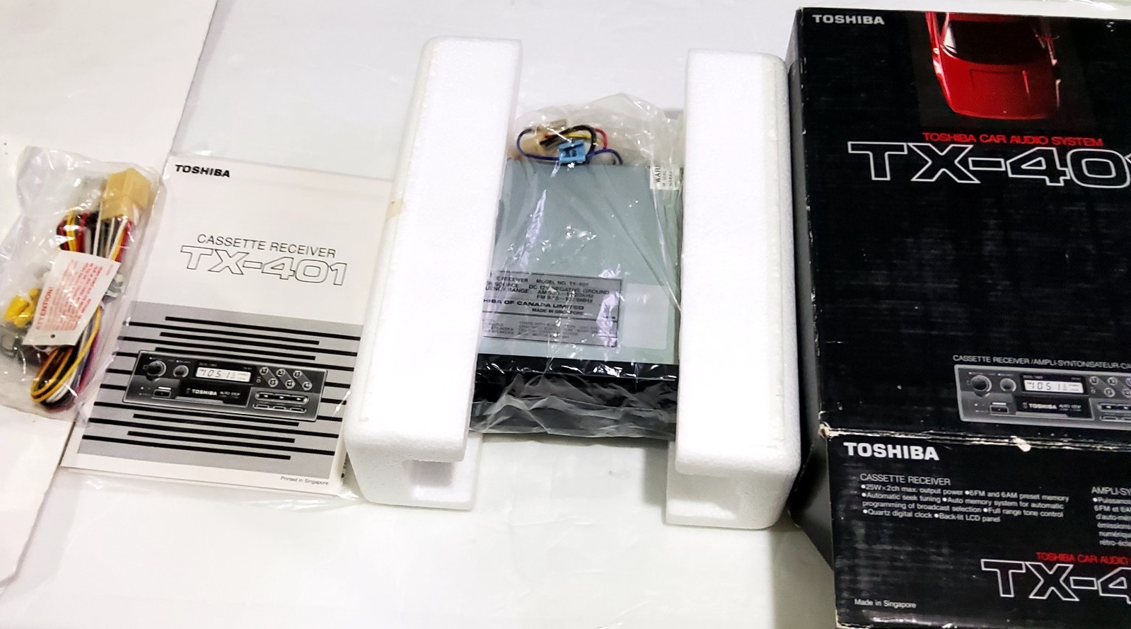 Rare Vintage Toshiba TX-401 Car Audio System Cassette Receiver, New Old Stock