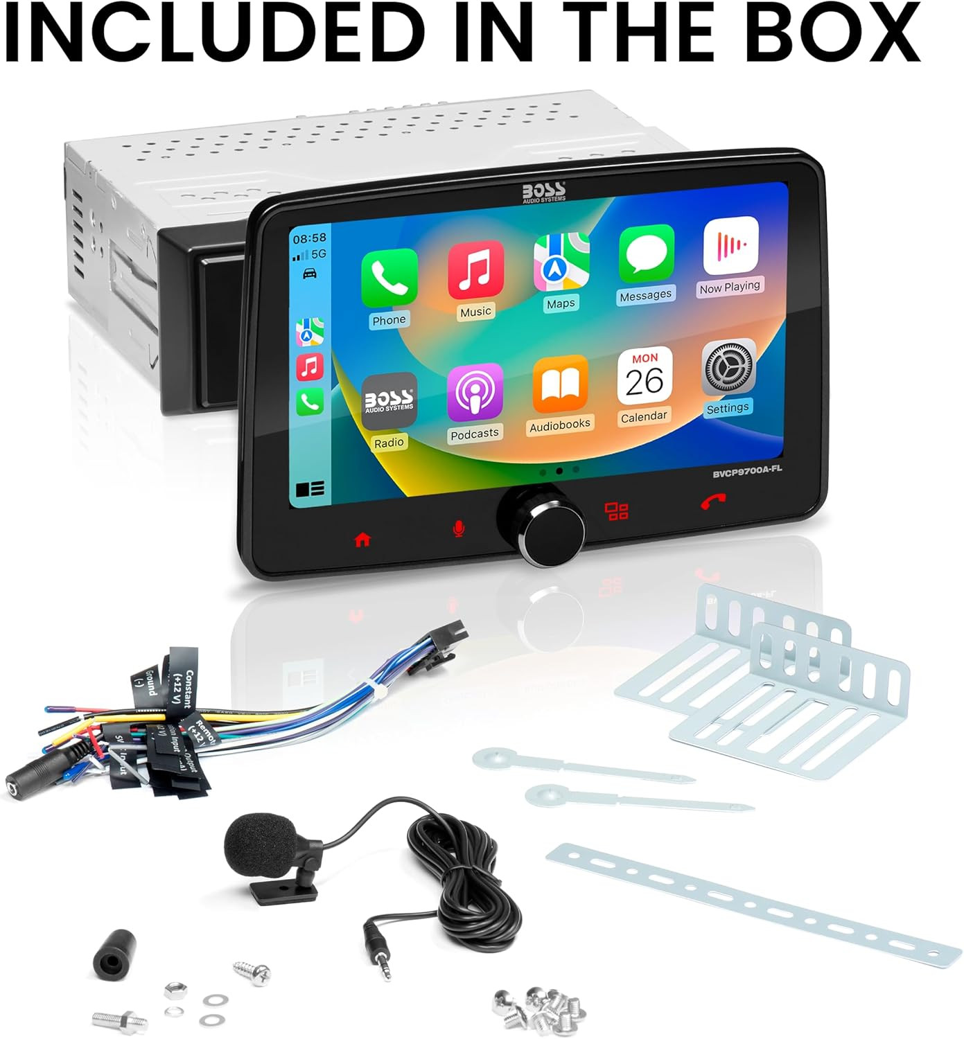 BVCP9700A-FL Single DIN Car Stereo Wireless Apple CarPlay, A