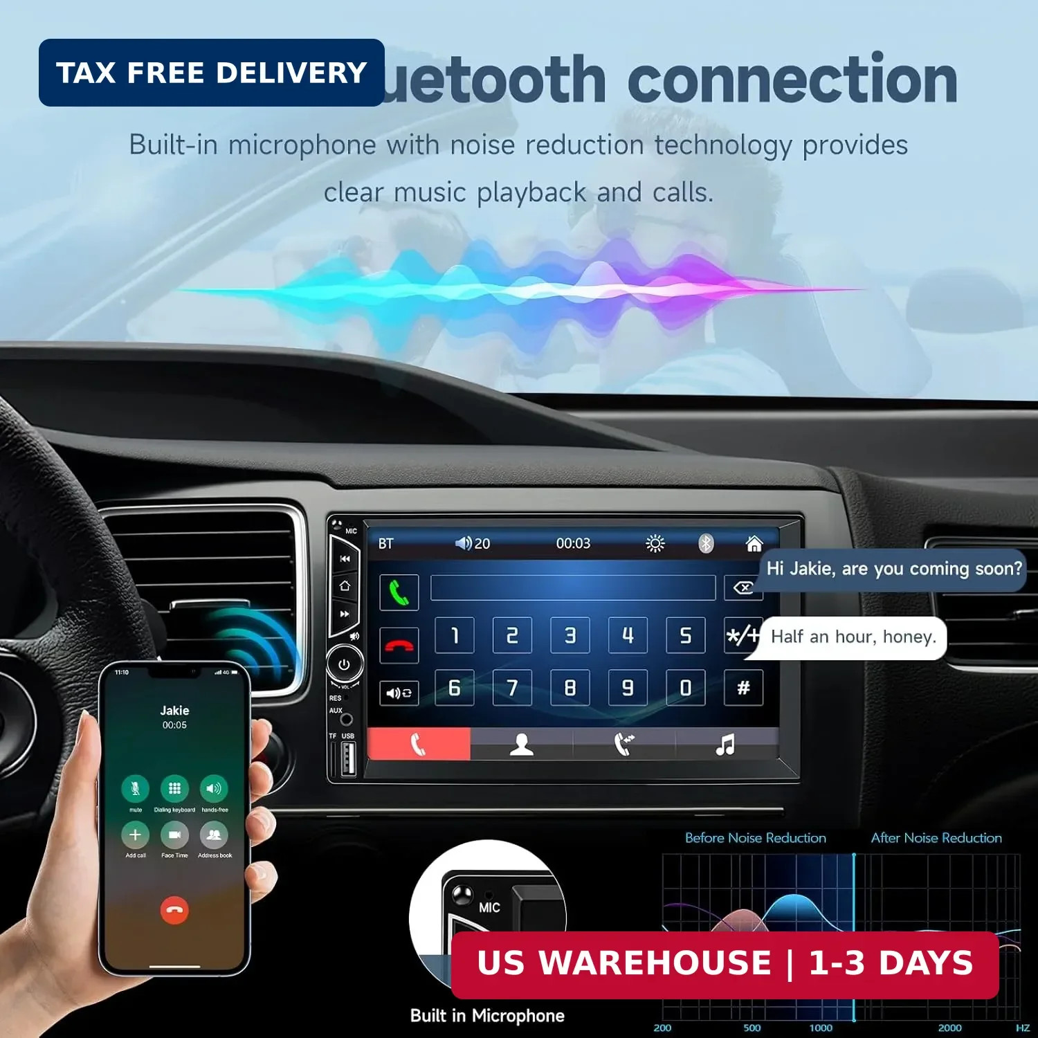 Leadfan 7inch Car Stereo Double Din Radio Touchscreen with Backup Camera Multime