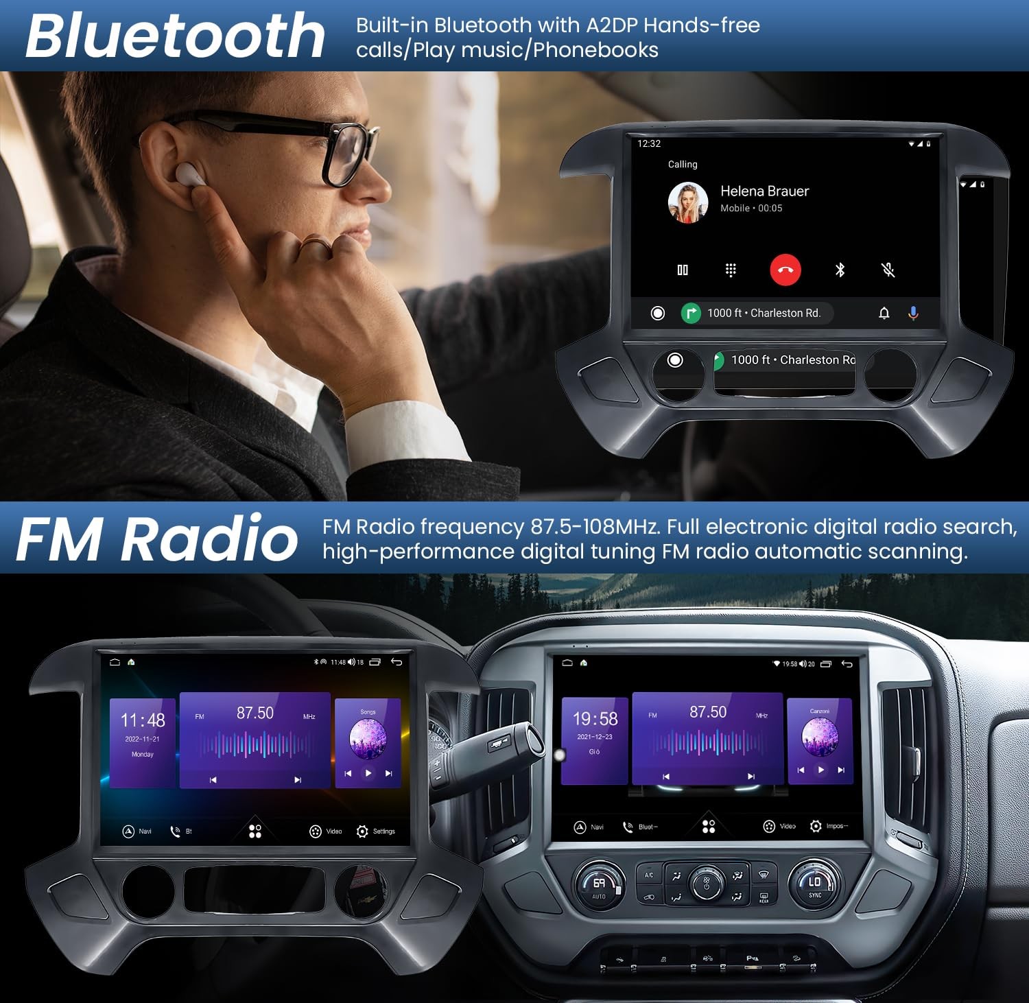 13.1” Radio Carplay Android 13 For Chevy Silverado GMC Sierra 2014-2018+Camera