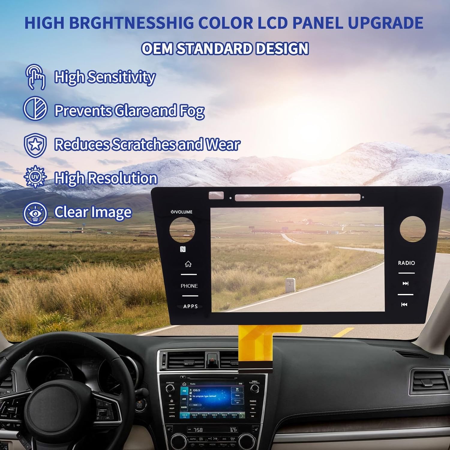 Touch Screen Digitizer Replacement for Subaru Legacy Outback Radio Screen 18-19