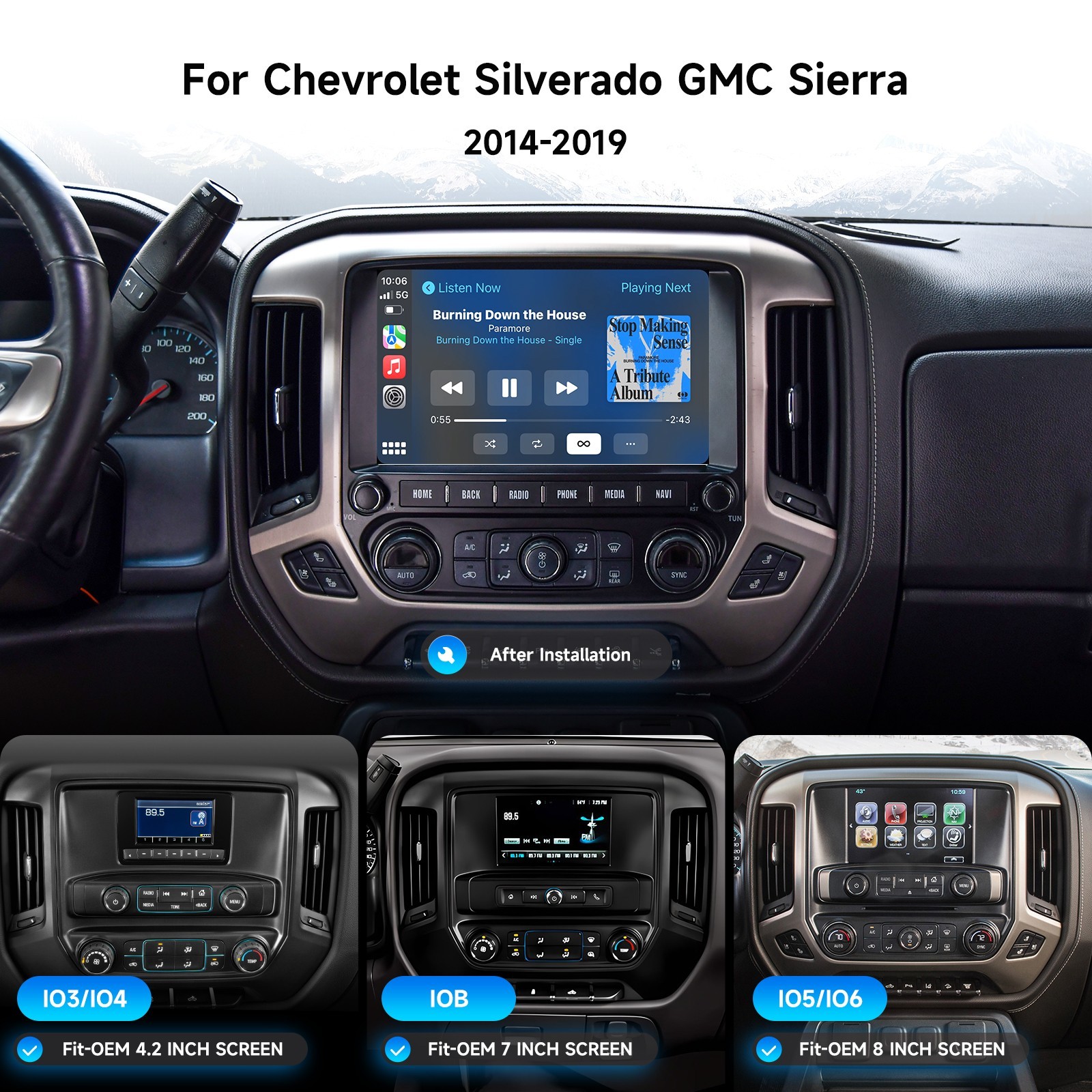 Dasaita Car Stereo for Chevrolet Silverado GMC Sierra 2014-2019 GPS Navi BT WiFi