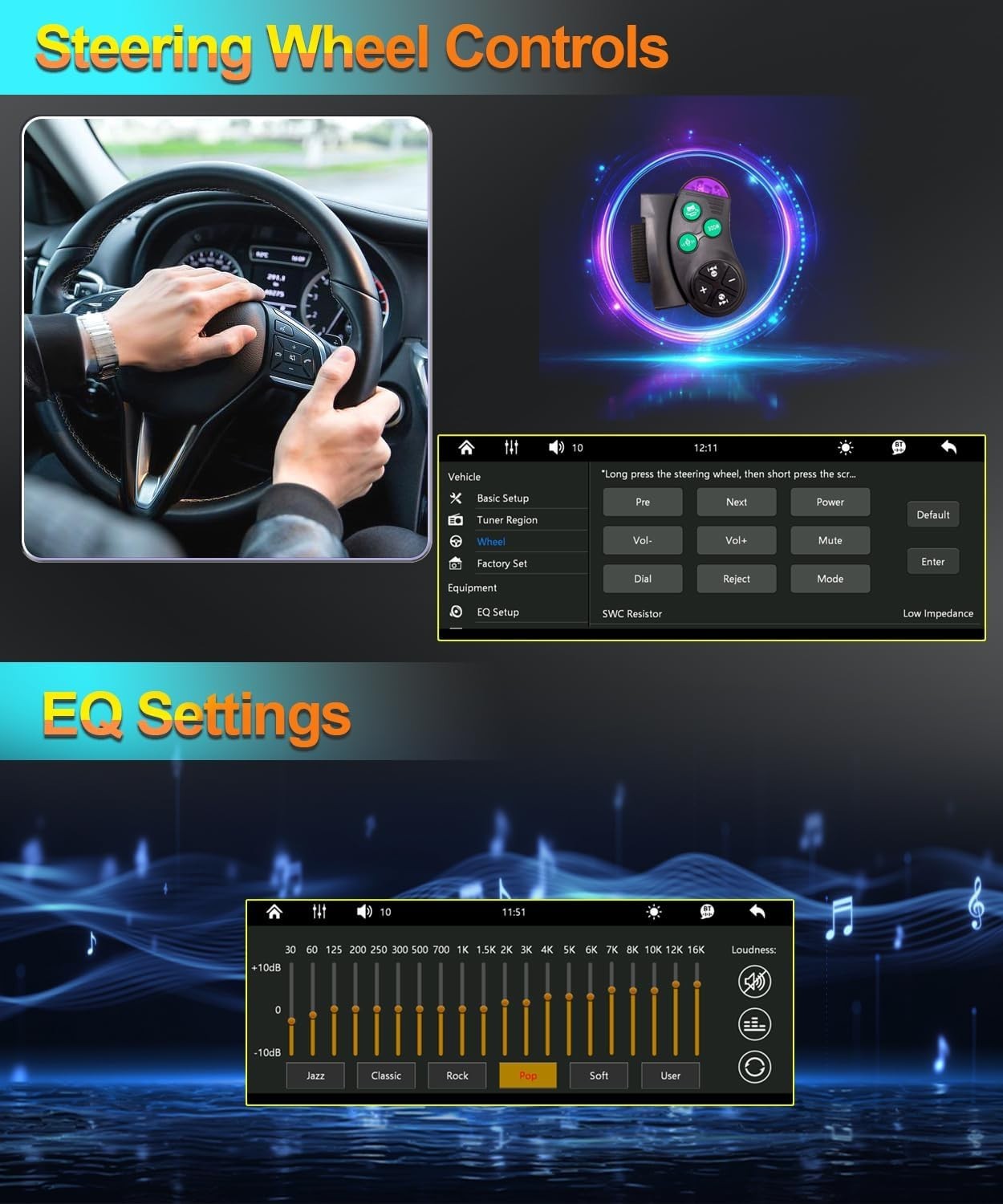Power Acoustic Single DIN 6.5″ Touchscreen Car Stereo Apple Carplay