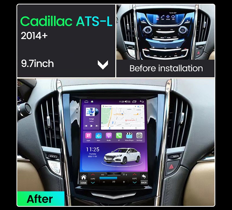 9.7″ Android 13 Car Stereo Radio Carplay GPS Screen For Cadillac ATS SRX XTS CTS