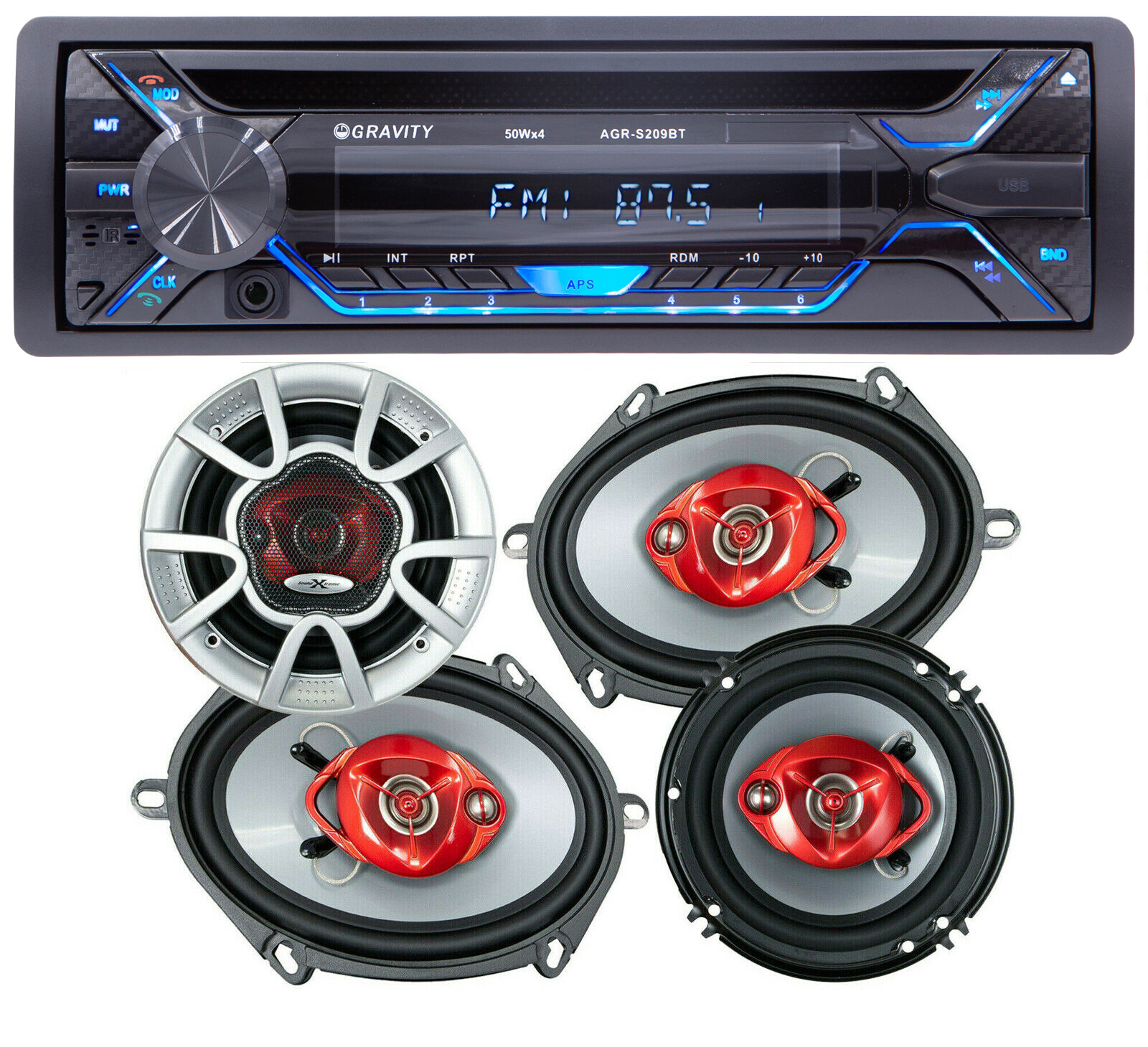 Gravity Cara Audio CD Player w/ Bluetooth AM FM + 6×8″ / 5×7 + 6.5″ Speakers