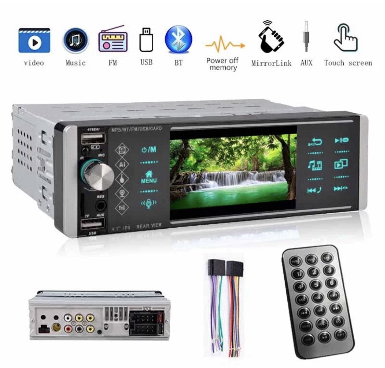 Single 1 Din Car Radio 4.1″ Multimedia MP5 Player Bluetooth Touch Screen Stereo