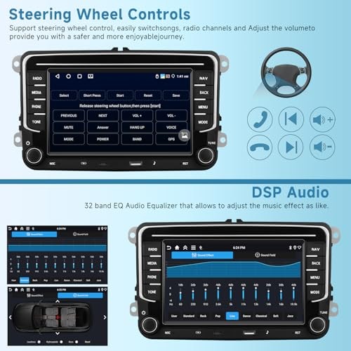[Type-C+USB] Car Radio for VW Jetta Seat Passat Tiguan Golf Skoda with 4G+64G