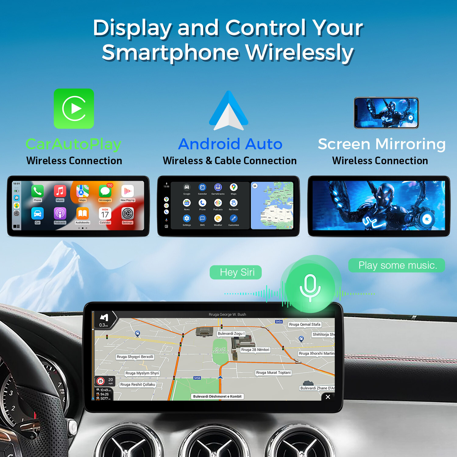 12.3″ Android 13 Car Stereo GPS Navi 4G WIFI CarPlay DSP For Benz W176 X156 W463