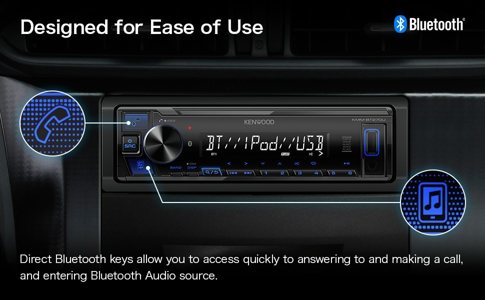 NEW KENWOOD KMM-BT270U Bluetooth Digital Media Car Stereo USB AM/FM MP3 LCD