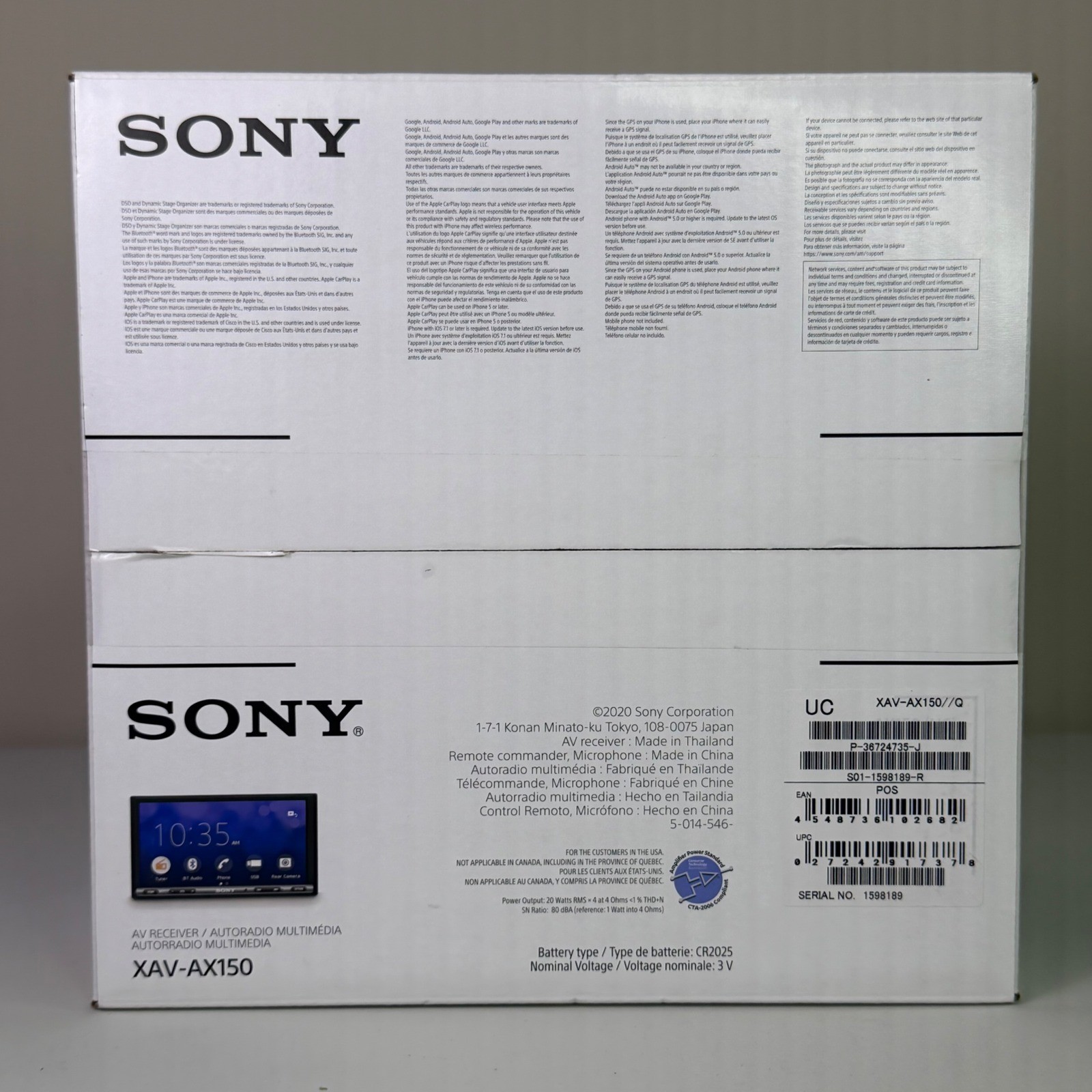 Sony XAV-AX150 6.95in Apple CarPlay Android Auto Bluetooth Car AV Receiver NEW