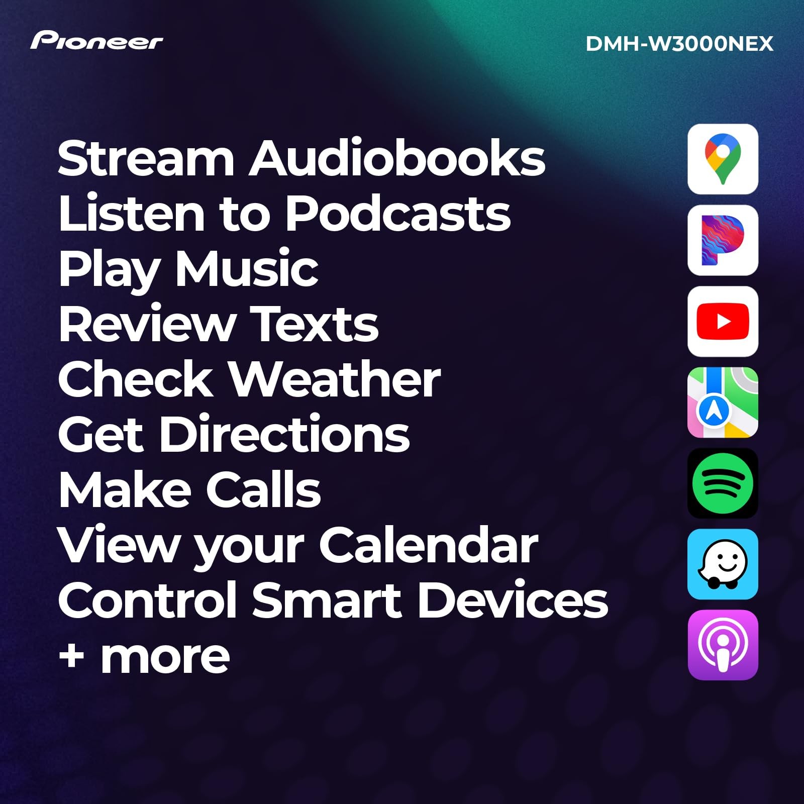 Pioneer DMH-W3000NEX 6.8″ Double Din Multimedia Digital Media Receiver, Wirel…
