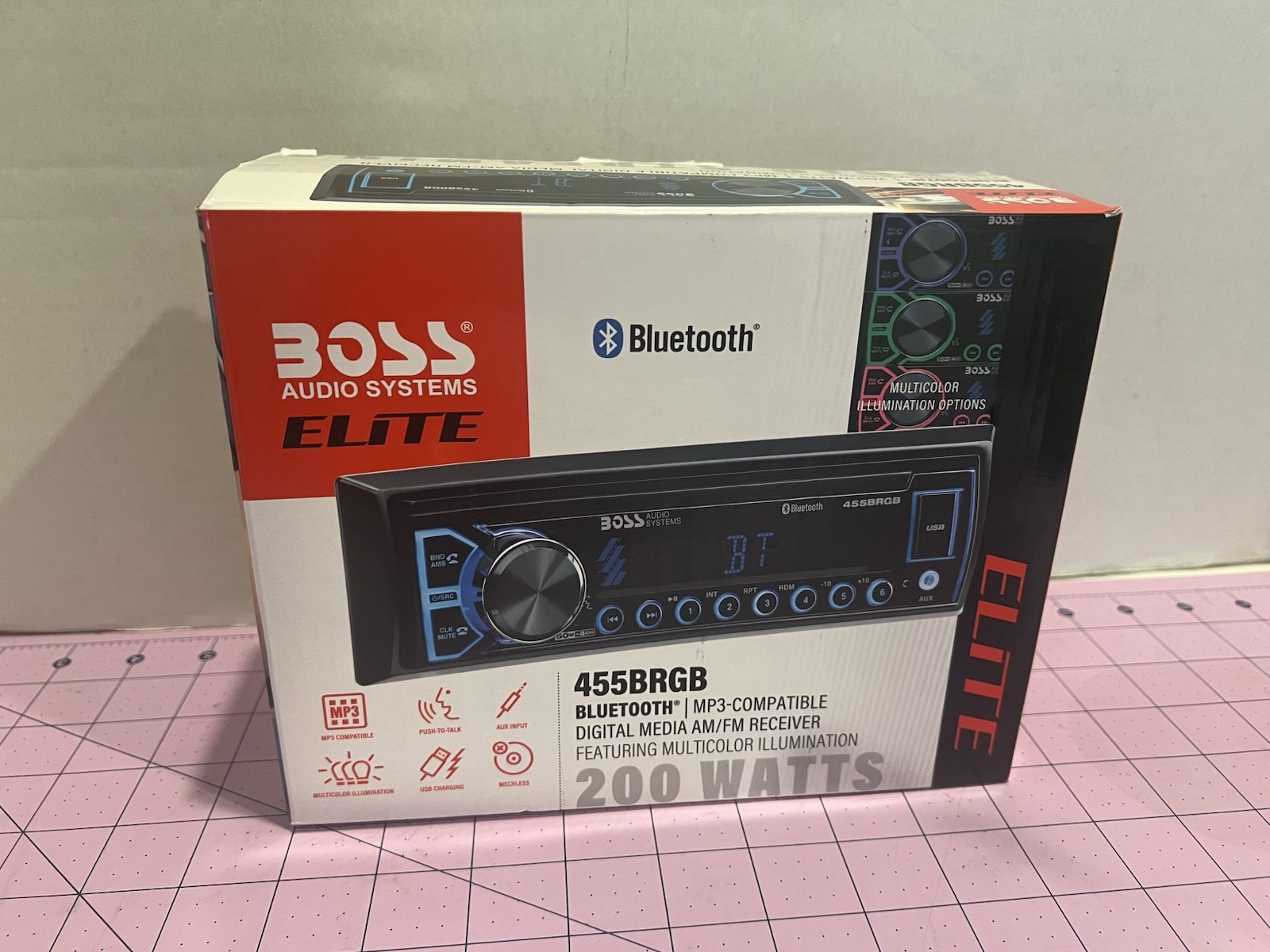 Boss Audio 455BRGB 1-DIN Bluetooth/MP3/USB/AUX/AM/FM Digital Media Receiver Wire