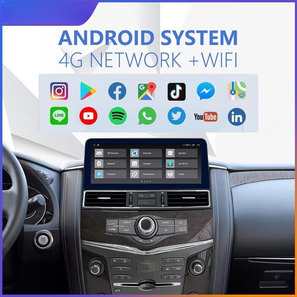 12.3″ Car Radio GPS Carplay Stereo For Nissan Armada Patrol Y62 QX80 QX56 10-20